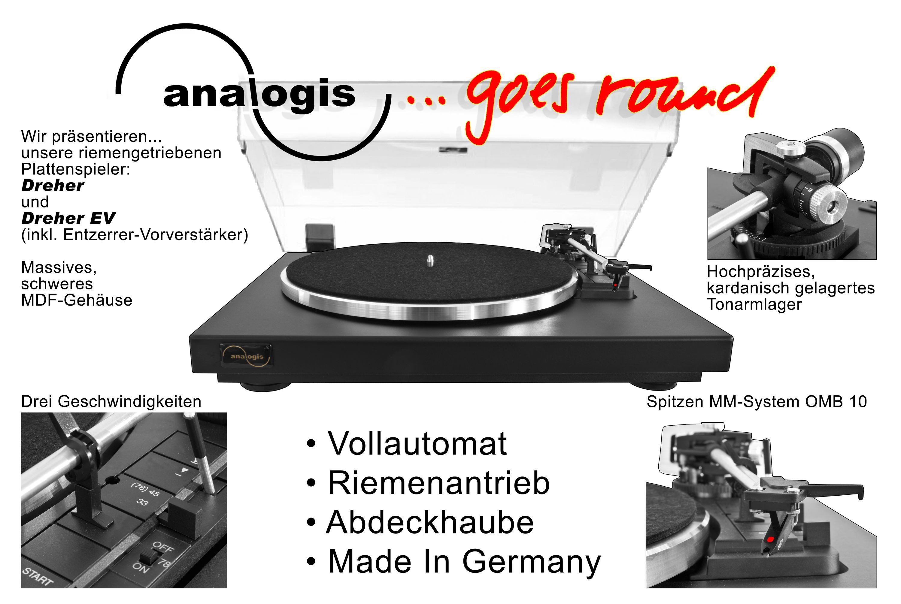 Analogis Analogis Vollautomatischer Plattenspieler ohne Entzerrer-Vorverstärker Plattenspieler
