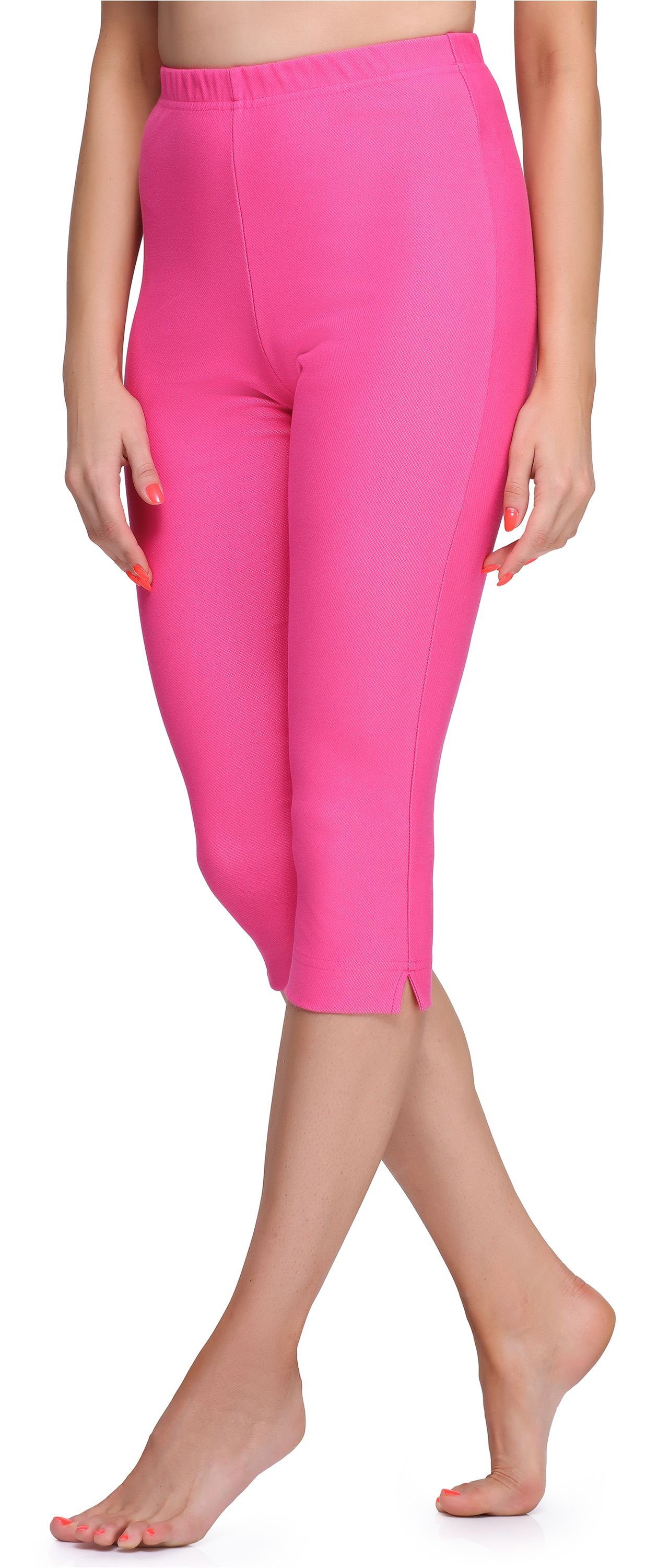 Capri Leggings Style Leggings elastischer Merry Damen Bund Rosa (1-tlg) 3/4 MS10-289