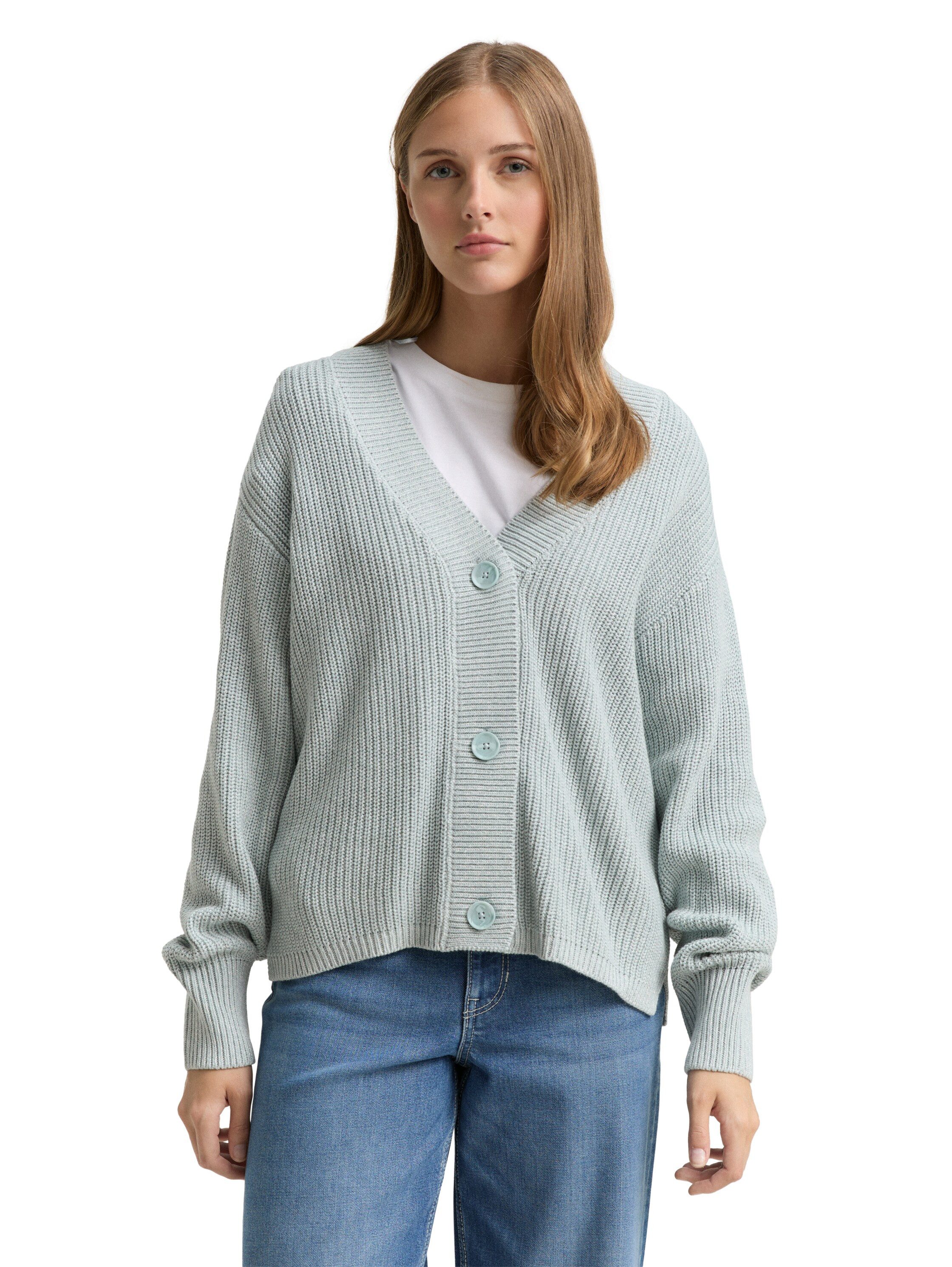 TOM TAILOR Denim Cardigan mit Strickstruktur und Knopfleiste günstig online kaufen