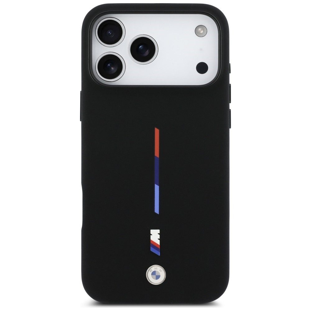 BMW Handyhülle Case iPhone 17 Pro Max MagSafe Silikon schwarz Tricolor Logo Metall 6,9 Zoll, Kantenschutz