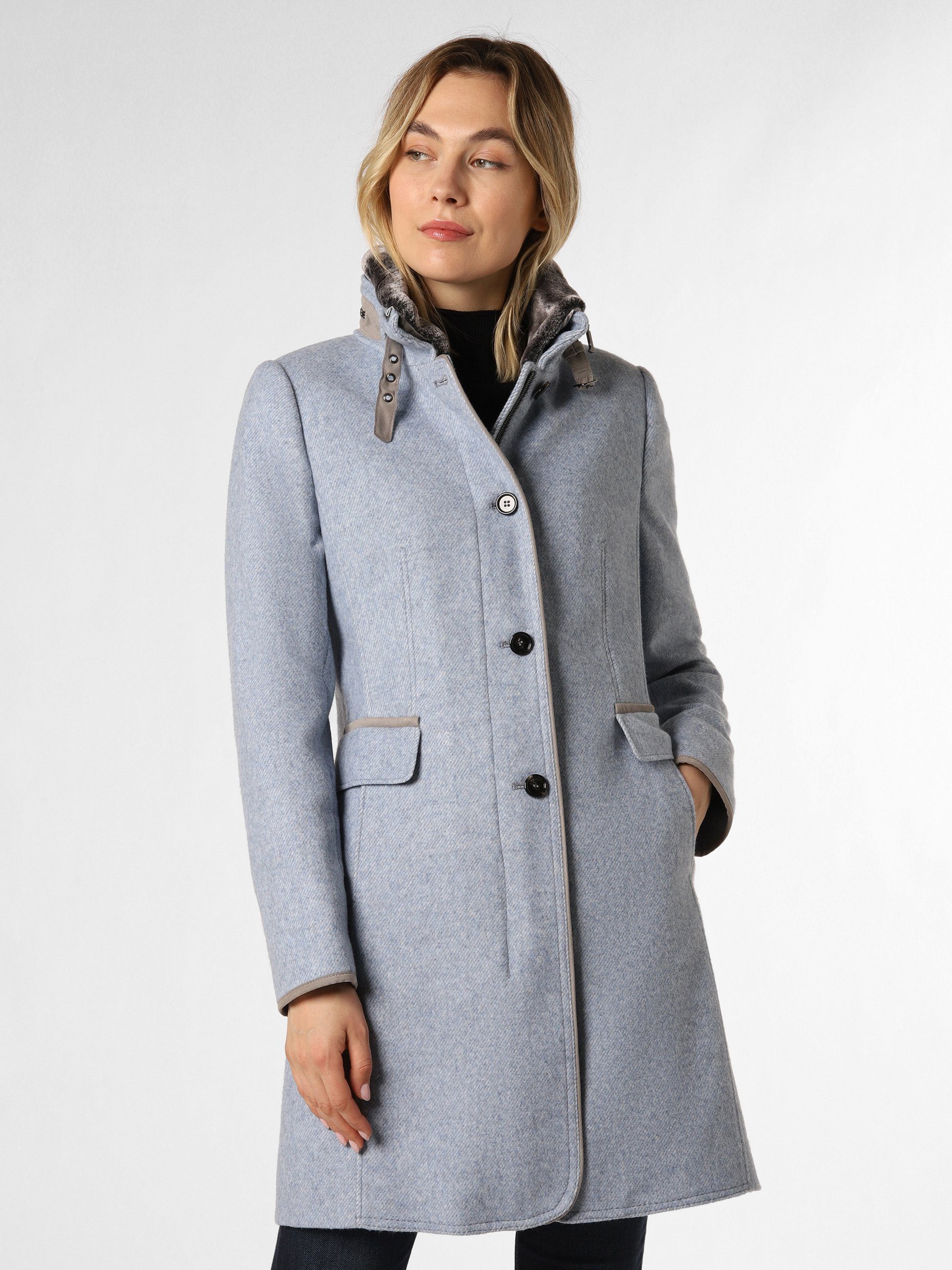 Gil Bret Damen Wolljacke Mit Kapuze – Bouclé-Wollmischung, Sportiv-modern, Reißverschlusstaschen