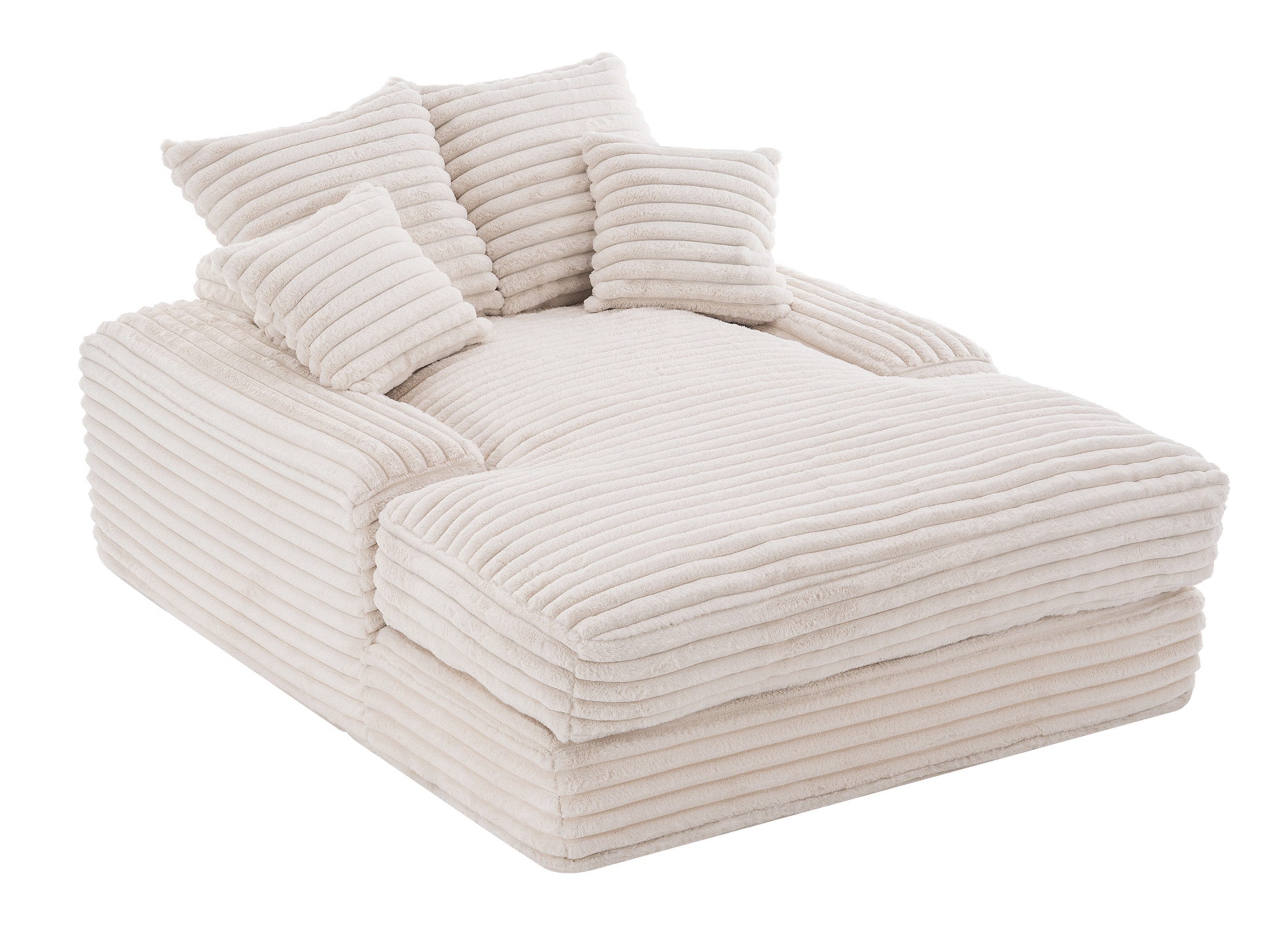 SeedWave Schlafsofa Kordstoff Gästesofa mit 26cm Breiter Armlehnen, 4 Abnehmbaren Kissen, Memory-Schaumfüllung