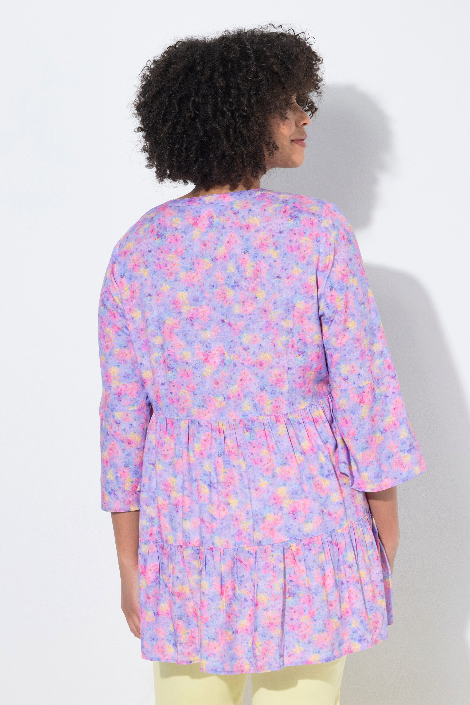 Angel of Style Longbluse Bluse A-Linie Blümchen-Muster 3/4-Ämel Volants – Bild 3 von 3