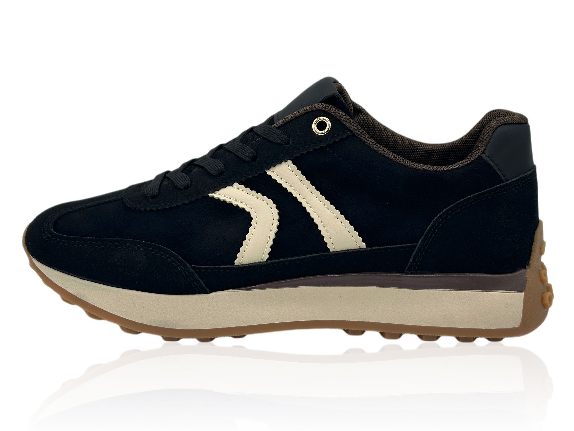 Nowaland Damen Sneaker Plateau-Sneaker mit Kontraststreifen und Profilsohle Sneaker Retro-Design mit Kontraststreifen und komfortabler Plateausohle