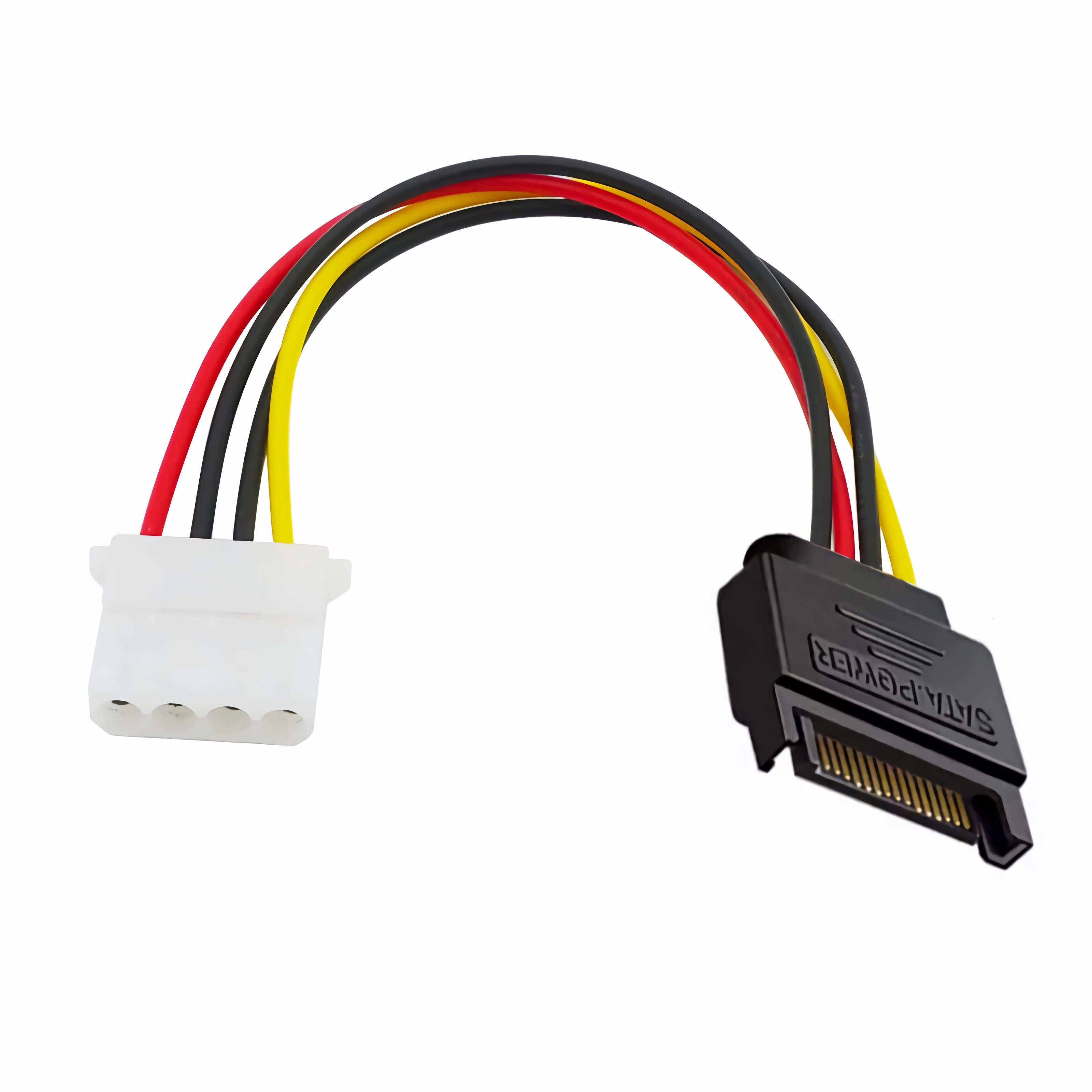 Bolwins K29 SATA Stecker auf Molex 4-pin Buchse Adapter Kabel 15cm Stromkabel Computer-Kabel, SATA 15-Pin Stromstecker, 4-Pin Molex (IDE) Buchse (15 cm), Adapter für IDE-Geräte an SATA-Netzteilen, stabile Stromversorgung