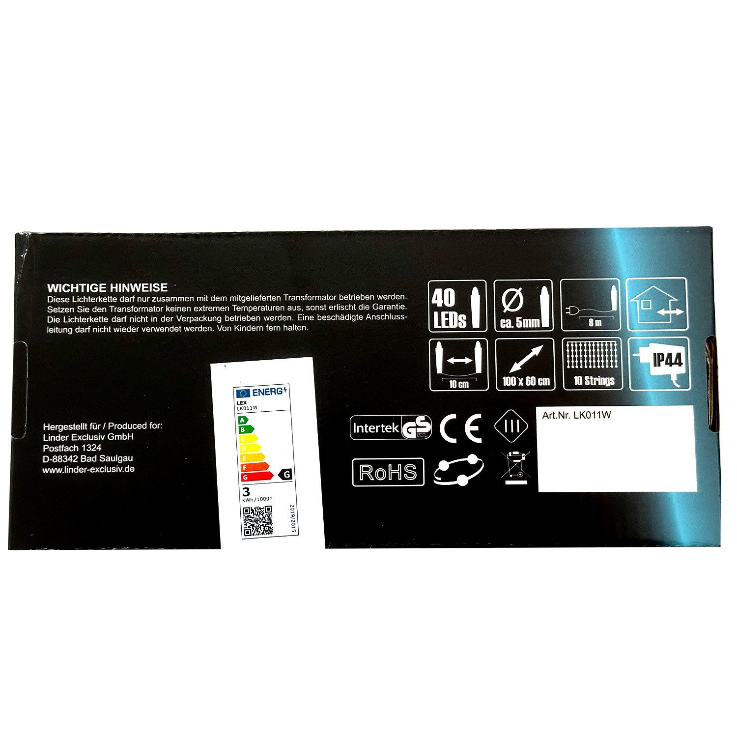 Mojawo Lichtervorhang 40er LED-Sternenvorhang Lichterkette Innen und Außen warmweiß – Bild 5 von 5