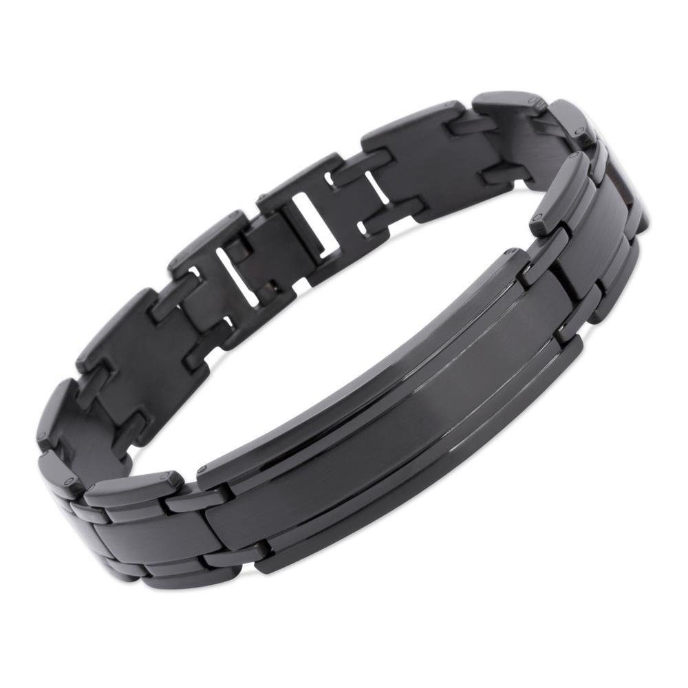 Unique Edelstahlarmband Edelstahl Armband schwarz Ionic Black Plating 21cm (Länge: 21cm)