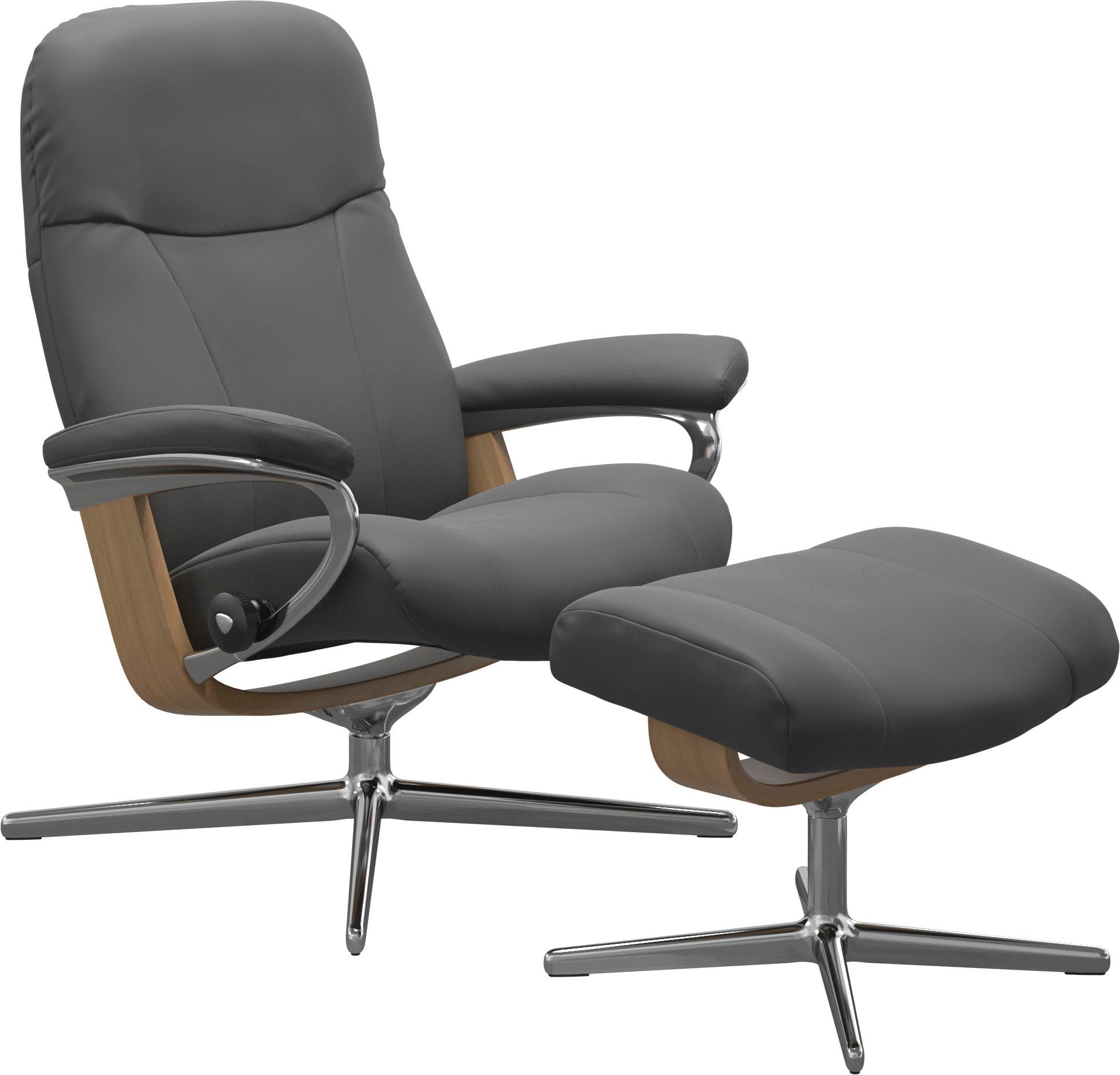 Stressless® Relaxsessel Garda (Set, Relaxsessel mit Hocker), mit Hocker, mit  Cross Base, Größe M & L, Holzakzent Eiche