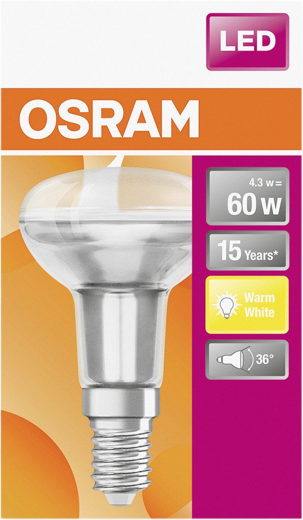 Osram LED-Leuchtmittel Osram LED Reflektor Star R50 E14 4,3W warmweiß, Nicht dimmbar