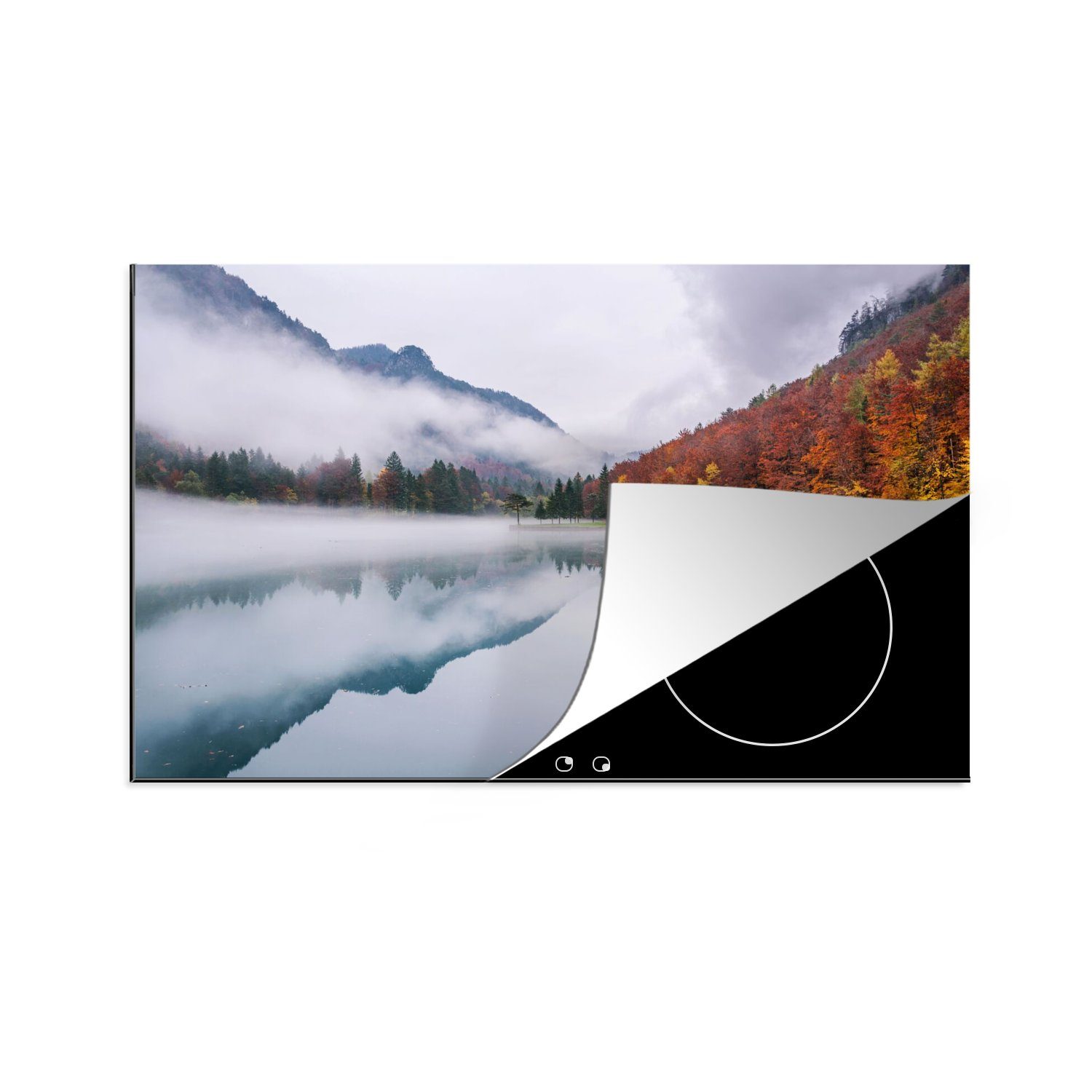 MuchoWow Herdblende-/Abdeckplatte Herbst - Nebel Schutz cm, küche, Landschaft, tlg), Induktionskochfeld (1 - Wasser für Vinyl, - 80x52 Ceranfeldabdeckung die