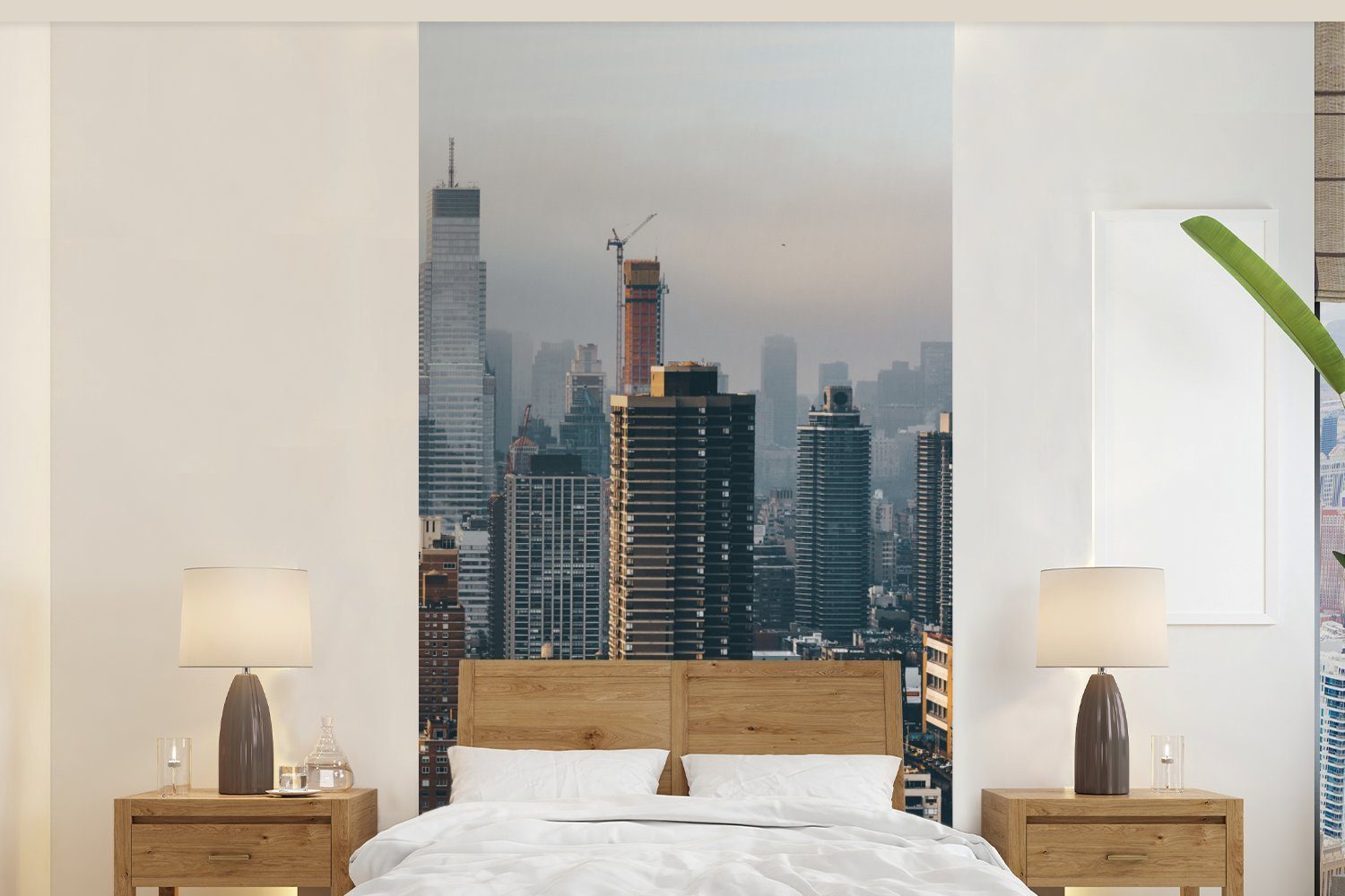 MuchoWow Fototapete New York - Skyline - Amerika, Matt, bedruckt, (2 St), Vliestapete für Wohnzimmer Schlafzimmer Küche, Fototapete