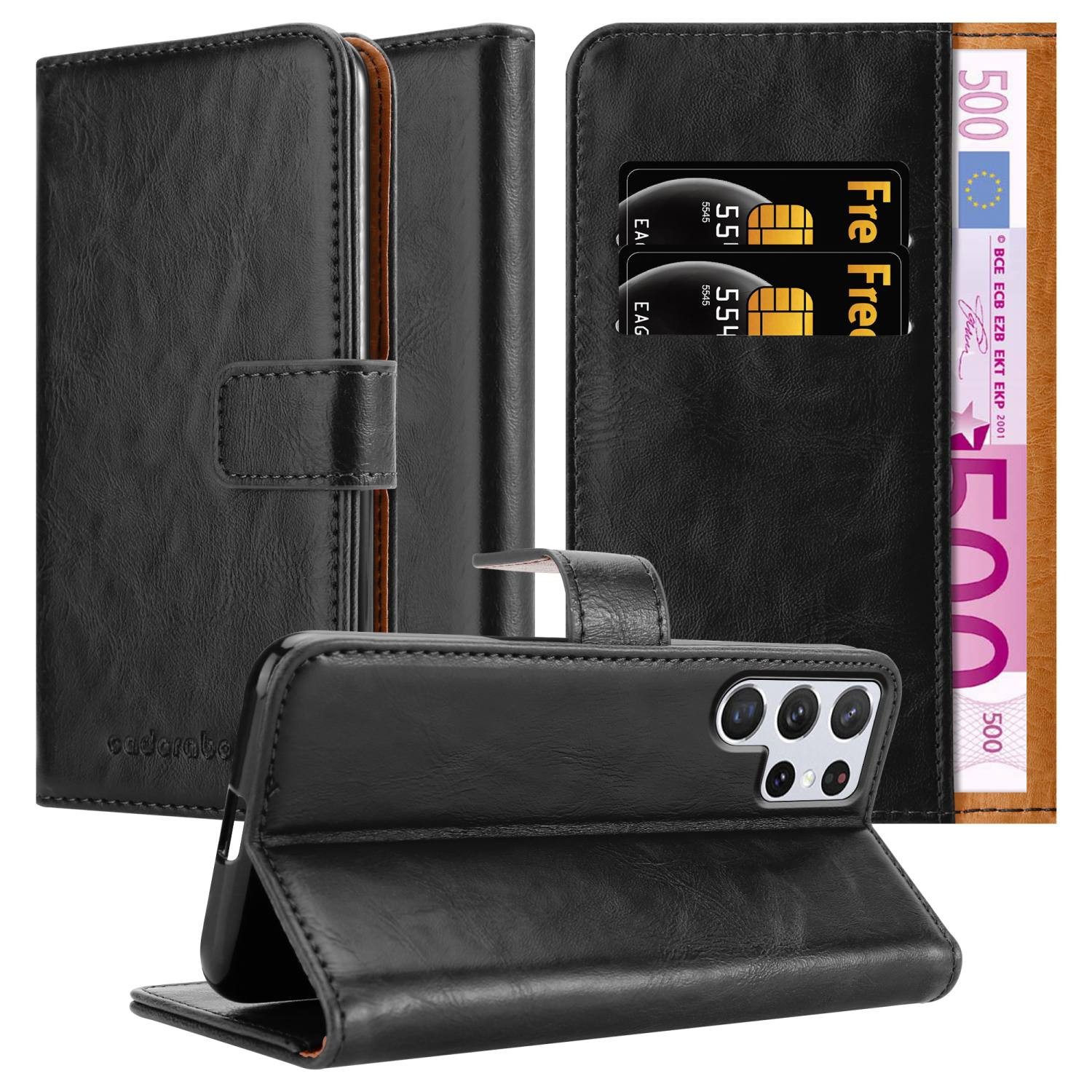 Cadorabo Handyhülle für Samsung Galaxy S22 ULTRA Hülle Samsung Galaxy S22 ULTRA, Klappbare Handy Schutzhülle - Hülle - mit Standfunktion und Kartenfach