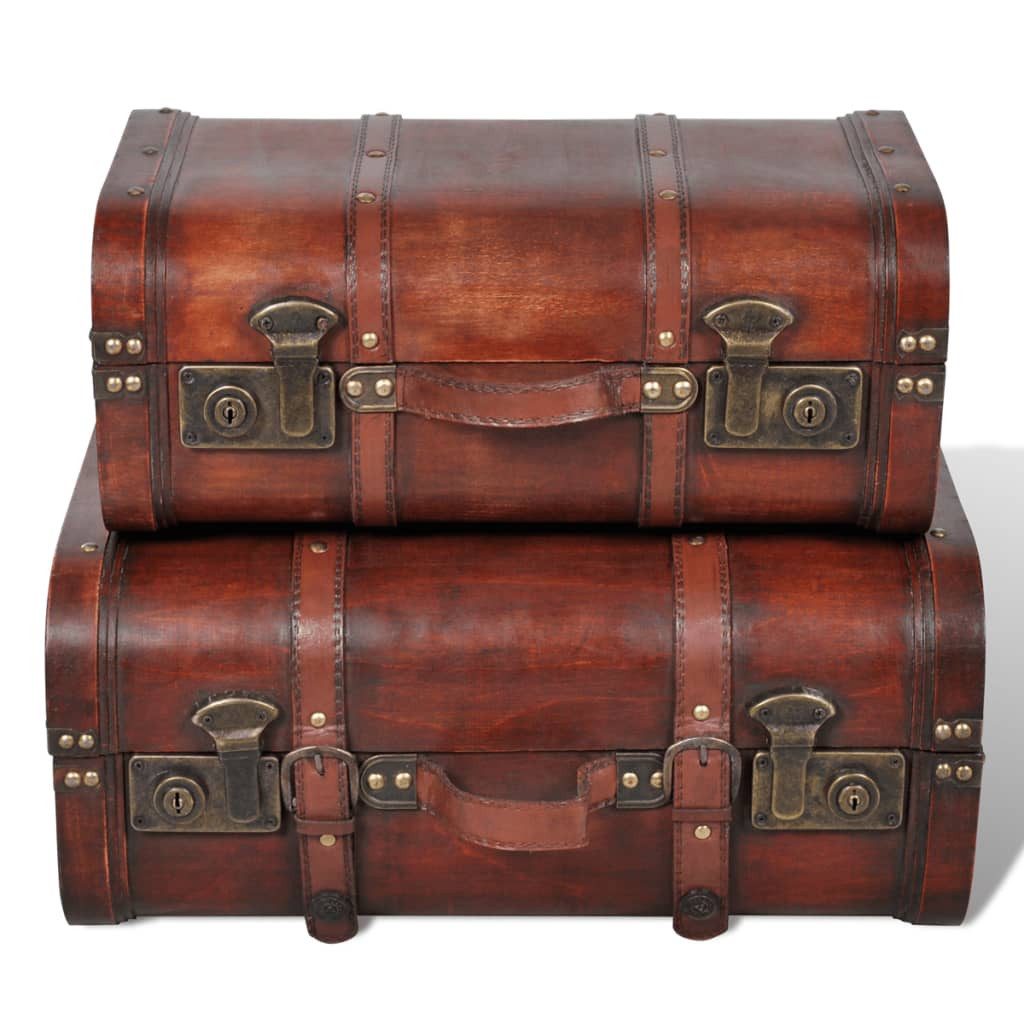 vidaXL Truhe Dekokoffer aus Holz 2 Stk Retro-Stil Braun