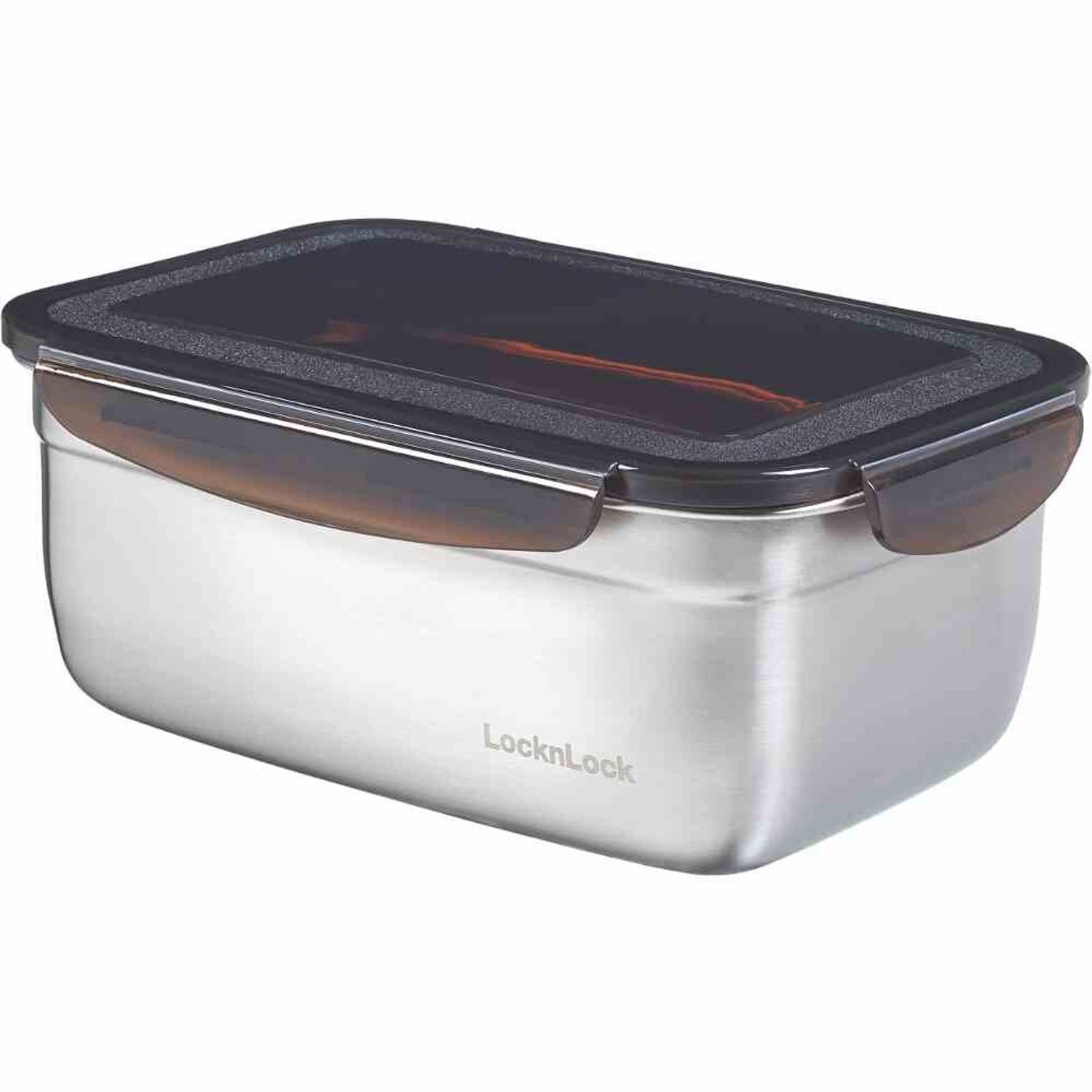 LOCK & LOCK Vorratsdose Vorratsdose Edelstahl 1,9 l mit schwarzem Deckel, Edelstahl