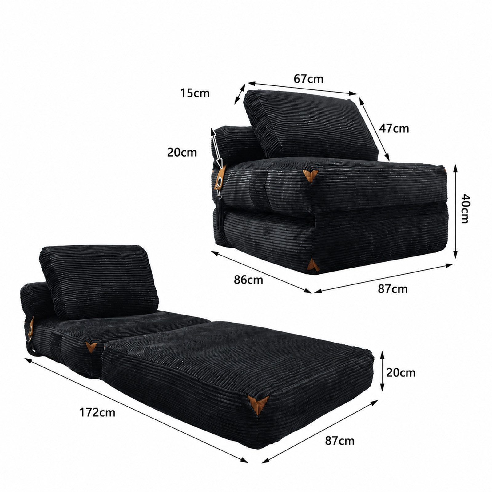 HTI-Living Loungesessel Klappsessel Aruna mit Schlaffunktion in Weiß (1 Stück, 1-St), gemütliche Sitzhöhe – Bild 5 von 5