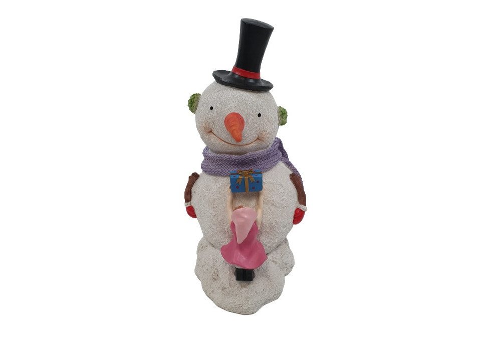 Weihnachtsfigur Dekofigur Schneemann mit lila Schal 62,5 x 36,5 x