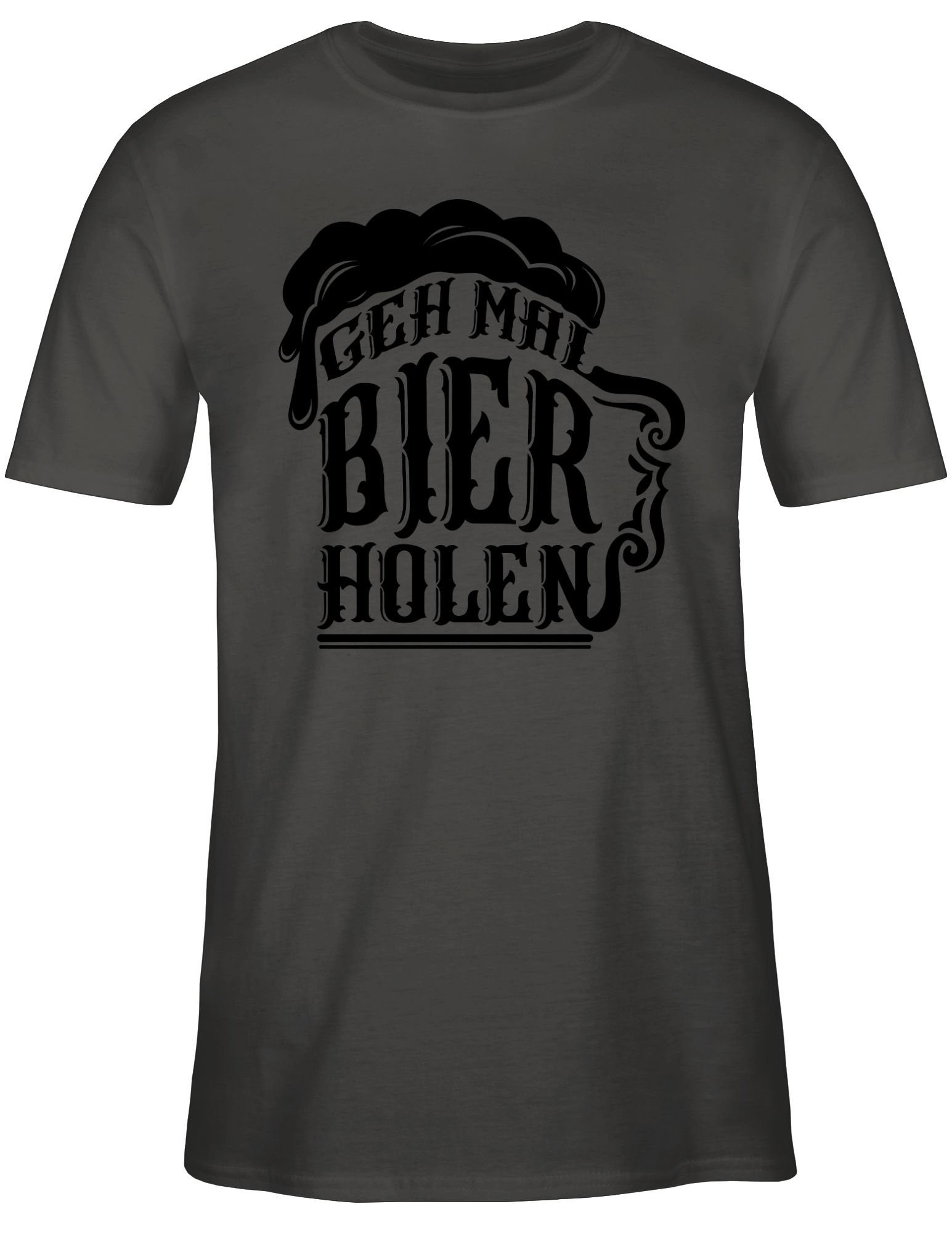Bier mal 01 schwarz Alkohol Herren & holen - Dunkelgrau T-Shirt Shirtracer Geh Party