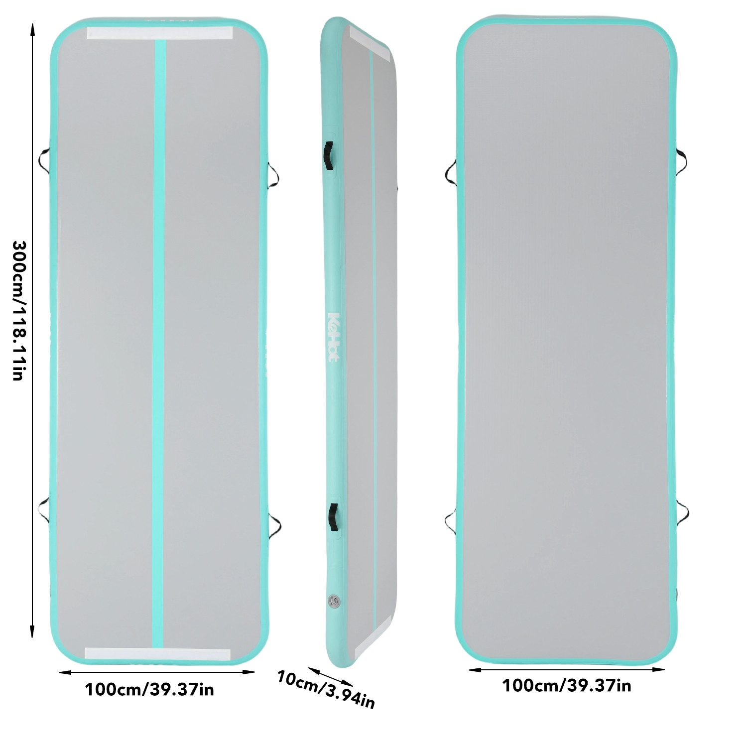kehot Gymnastikmatte Aufblasbare Turnmatte mit Elektropumpe – Gymnastikmatte 3m (Luftmatte für Training, Yoga, Cheerleading & Zuhause, 600W Elektrische Pumpe, 10 cm Dick, Robust & Rutschfest), Robustes Kunststoffmaterial, Tragbar mit Tasche, für Kinder,Erwachsene