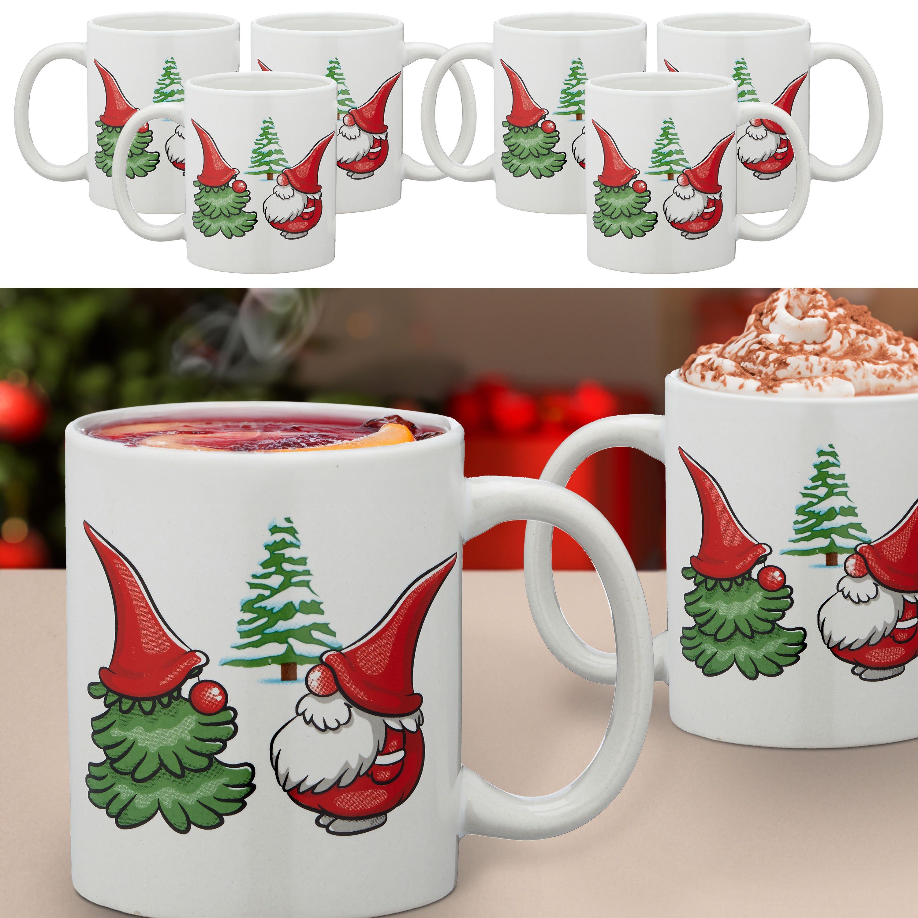 CEPEWA Кружки Кружка глинтвейна Wichtel 6er Set Ø8x9,5x11,5cm Steinzeug 300 ml Tassen