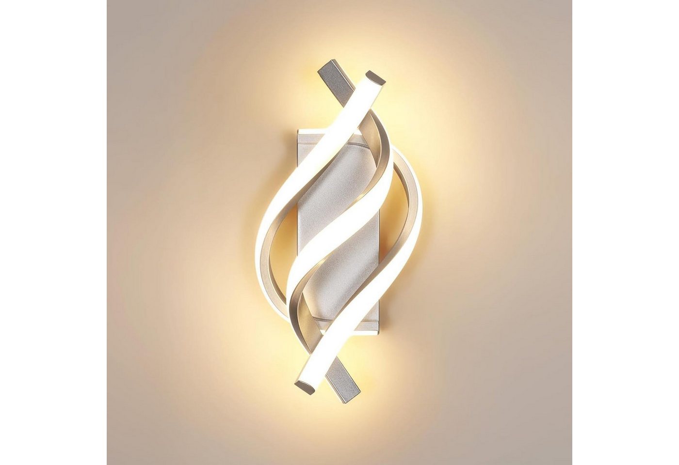 Riserva Wandleuchte Moderne LED Wandlampe Zopf-Design, 19W 3000K Silber, LED wechselbar