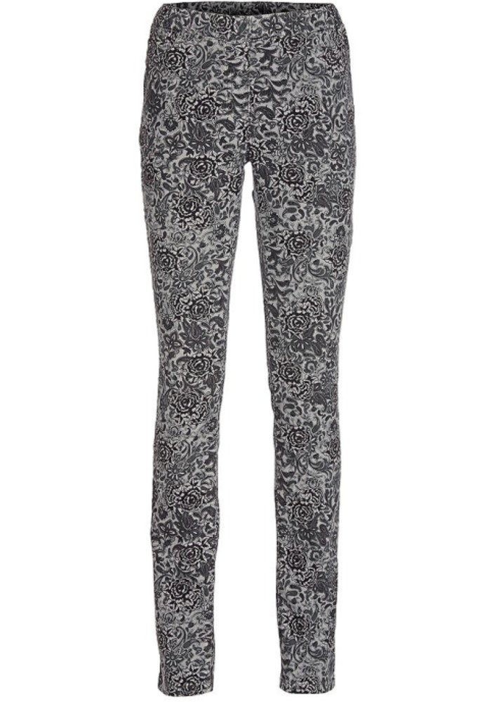 Leggings Damen Druck-Cord-Leggings Hose lang Blumen-Print Leggins Stretch 043263