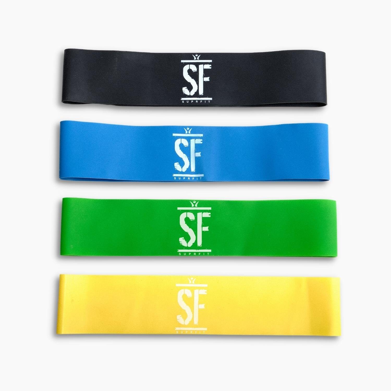 SF SUPRFIT Trainingsbänder Miniband Set 4 Fitnessbänder mit unterschiedlichen Widerstandsstufen, 100% Latex