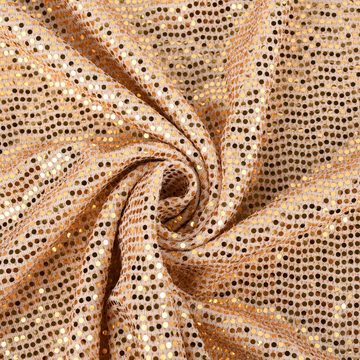 SCHÖNER LEBEN. Stoff Bekleidungsstoff Stretch Lurex Pailletten Glitzer weiß gold 1,45m, mit Metallic-Effekt