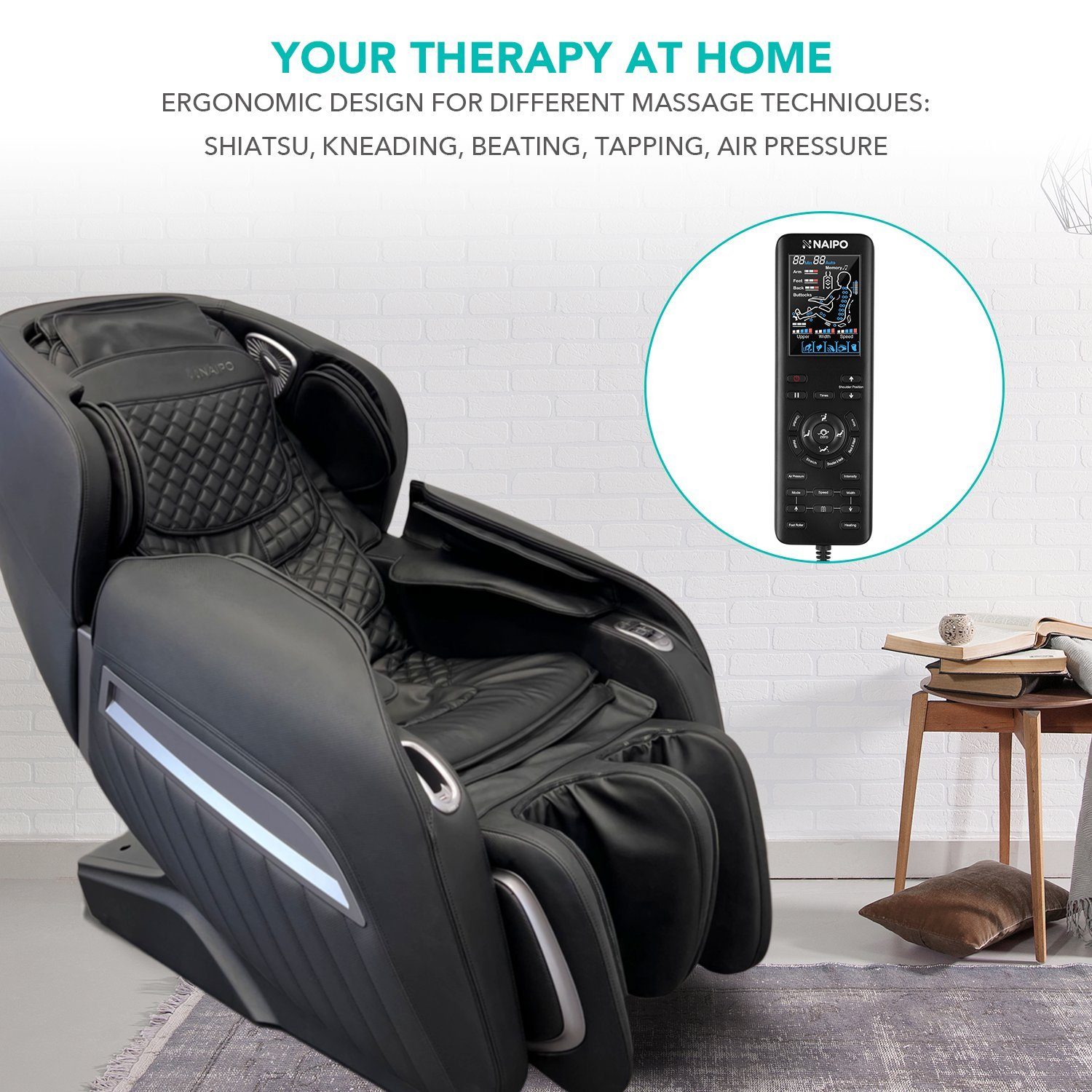 Aufbauservice Massagestuhl mit Wärmefunktion, Gewerbe NAIPO Zero-Gravity Massagesessel, für