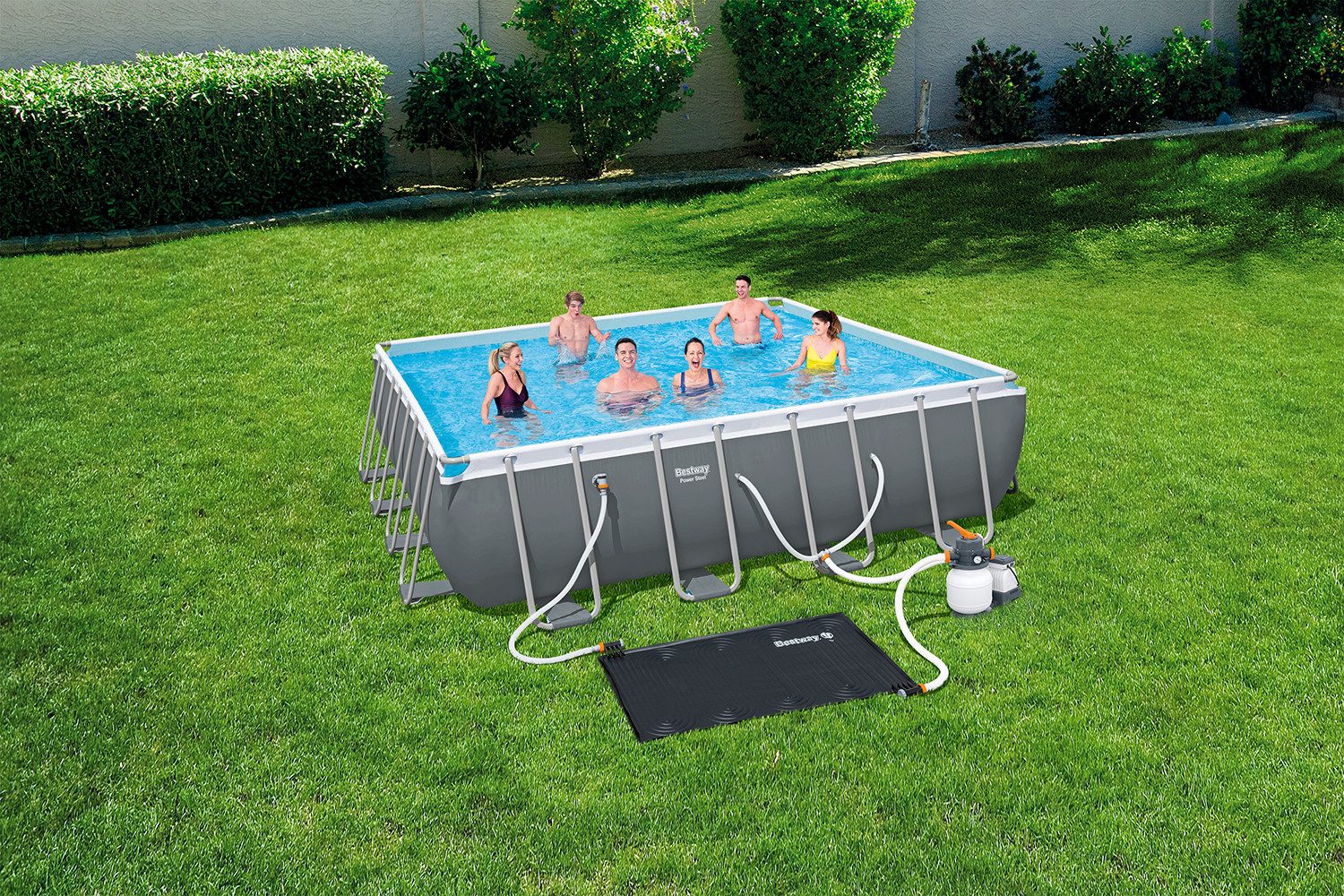 Bestway Pool-Solarkollektor 110 x 171 cm, (Packung, zum Anschluss an Filtersysteme mit 32mm und 38mm Anschlüssen), Um weitere Matten erweiterbar