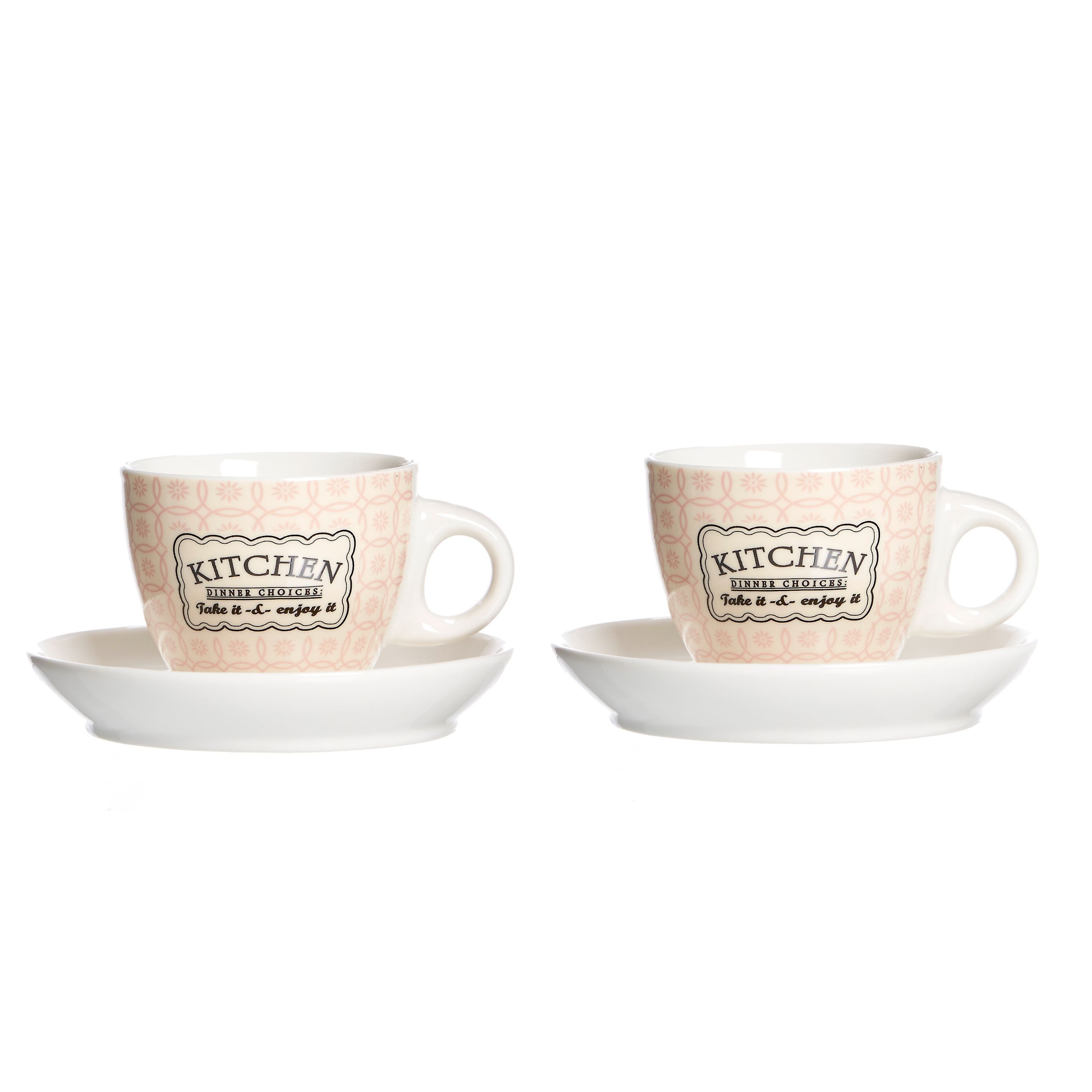 Ritzenhoff & Breker Tasse Ritzenhoff 4er Set Retro Kitchen Espressotasse 80ml Untertasse, Porzellan