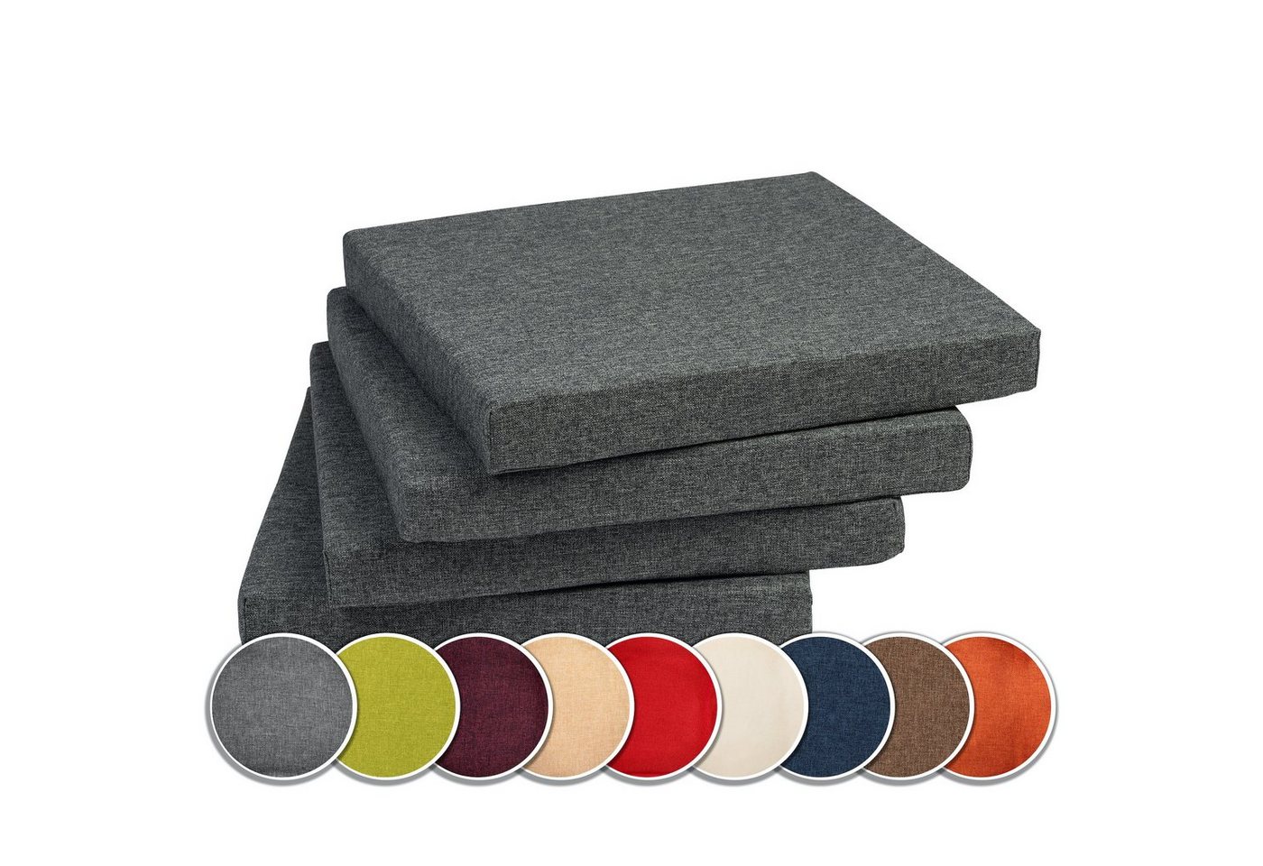 sunnypillow Stuhlkissen 4er Set Kissen 40 x 40 x 5 cm, Sitzkissen Sitzauflage für Stühle, Bänke