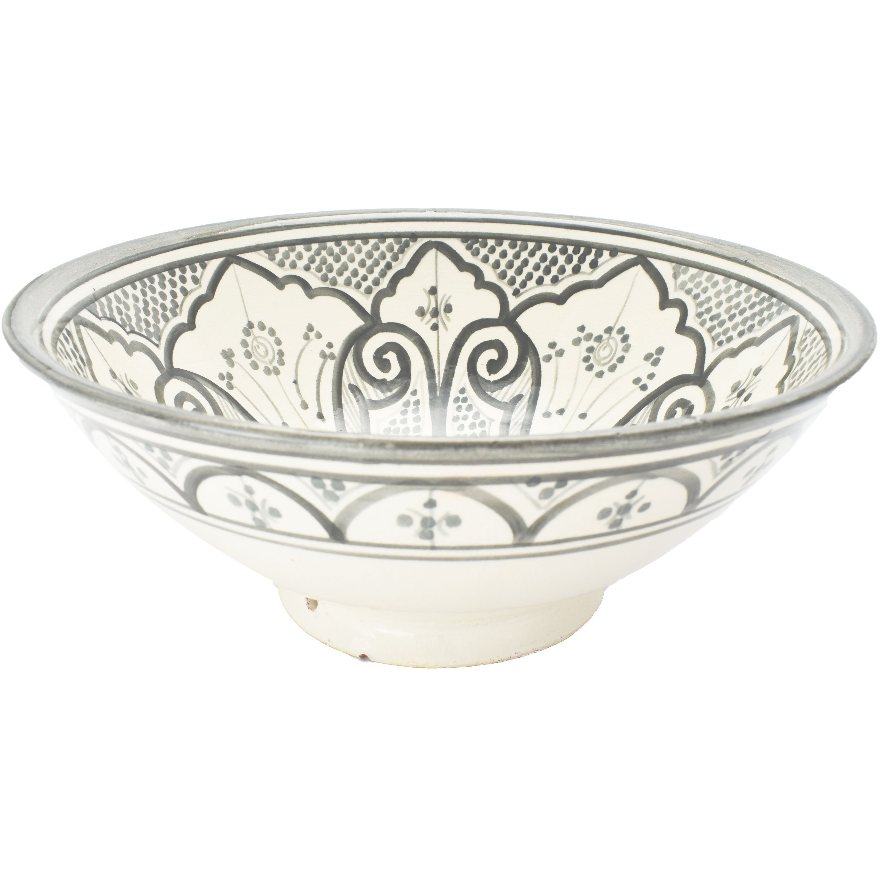 Marrakesch Orient & Mediterran Interior Snackschale Orientalische Keramikschale Liyah modern aus Keramik in Grau 25 cm, Keramik, (1-tlg), Handarbeit