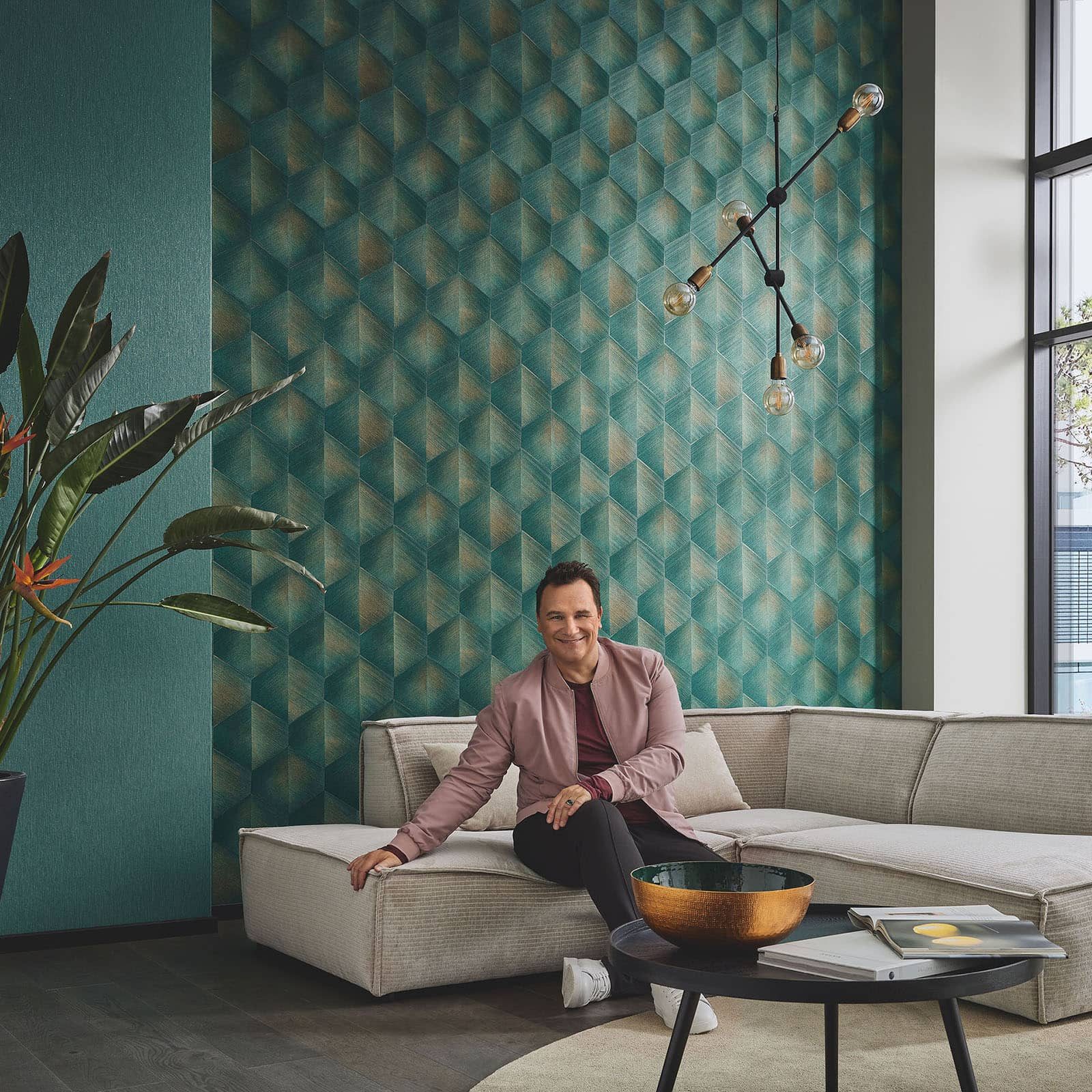 Bricoflor 3D Tapete in Dunkelgrün für Wohnzimmer und Schlafzimmer Design Vl günstig online kaufen