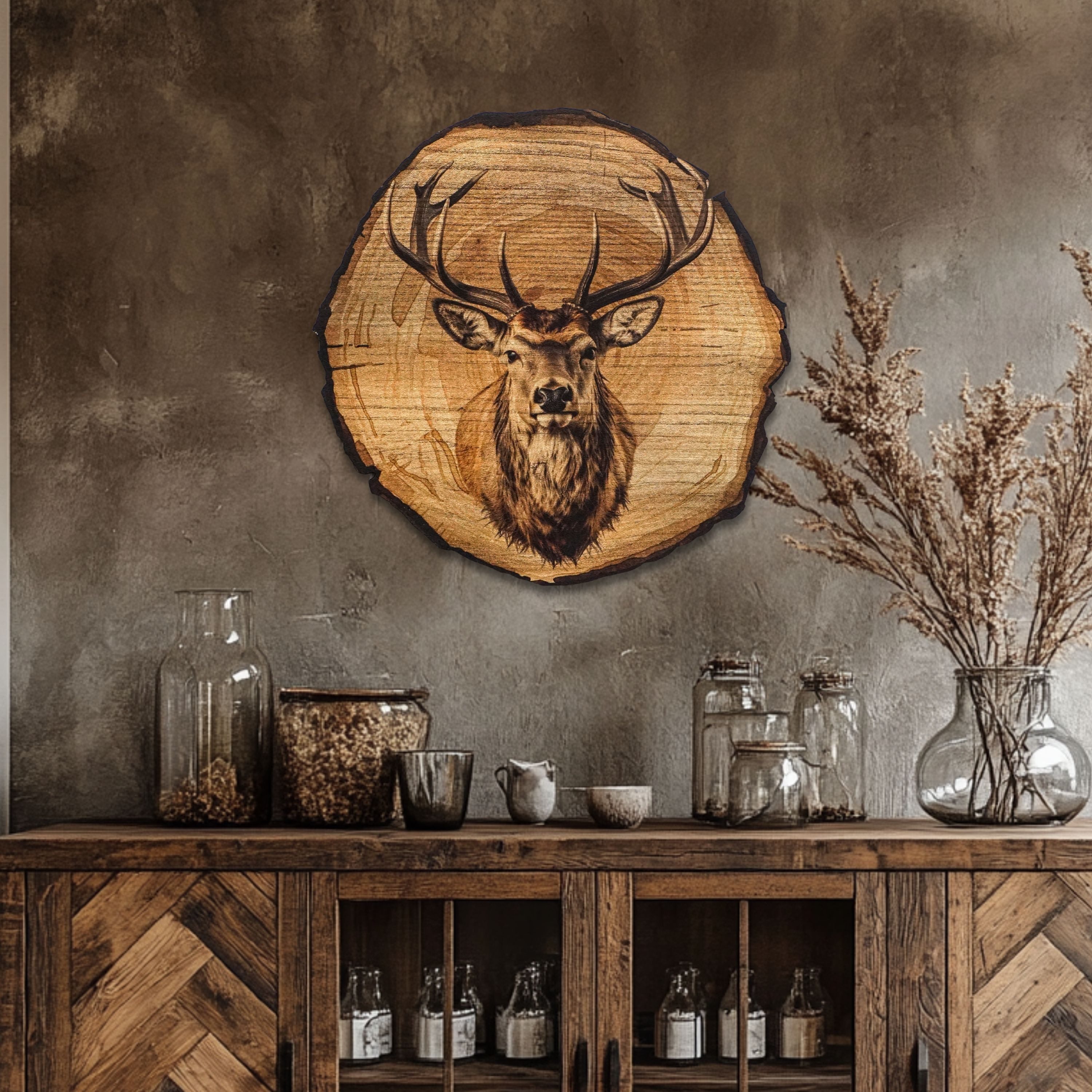 DARO Design Leinwandbild Modern Abstrakt Wandbilder XXL Wandbild Wand Deko Leinwand Bilder, (Hirschkopf - Bild groß Wohnzimmer Schlafzimmer Küche Esszimmer Eint – Bild 3 von 5