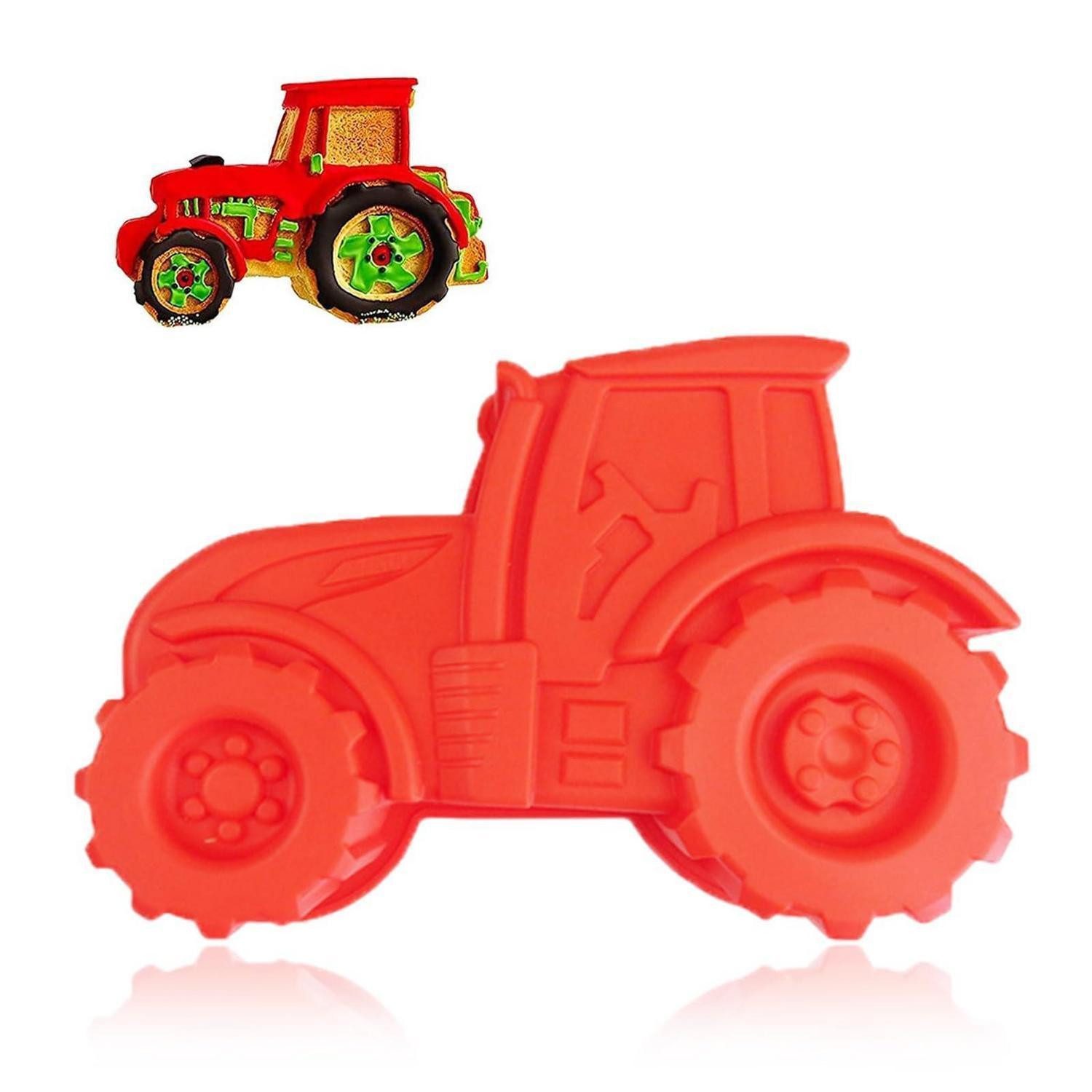 LuxusKollektion Silikonform Silikon Backform Traktor Kinder Rot