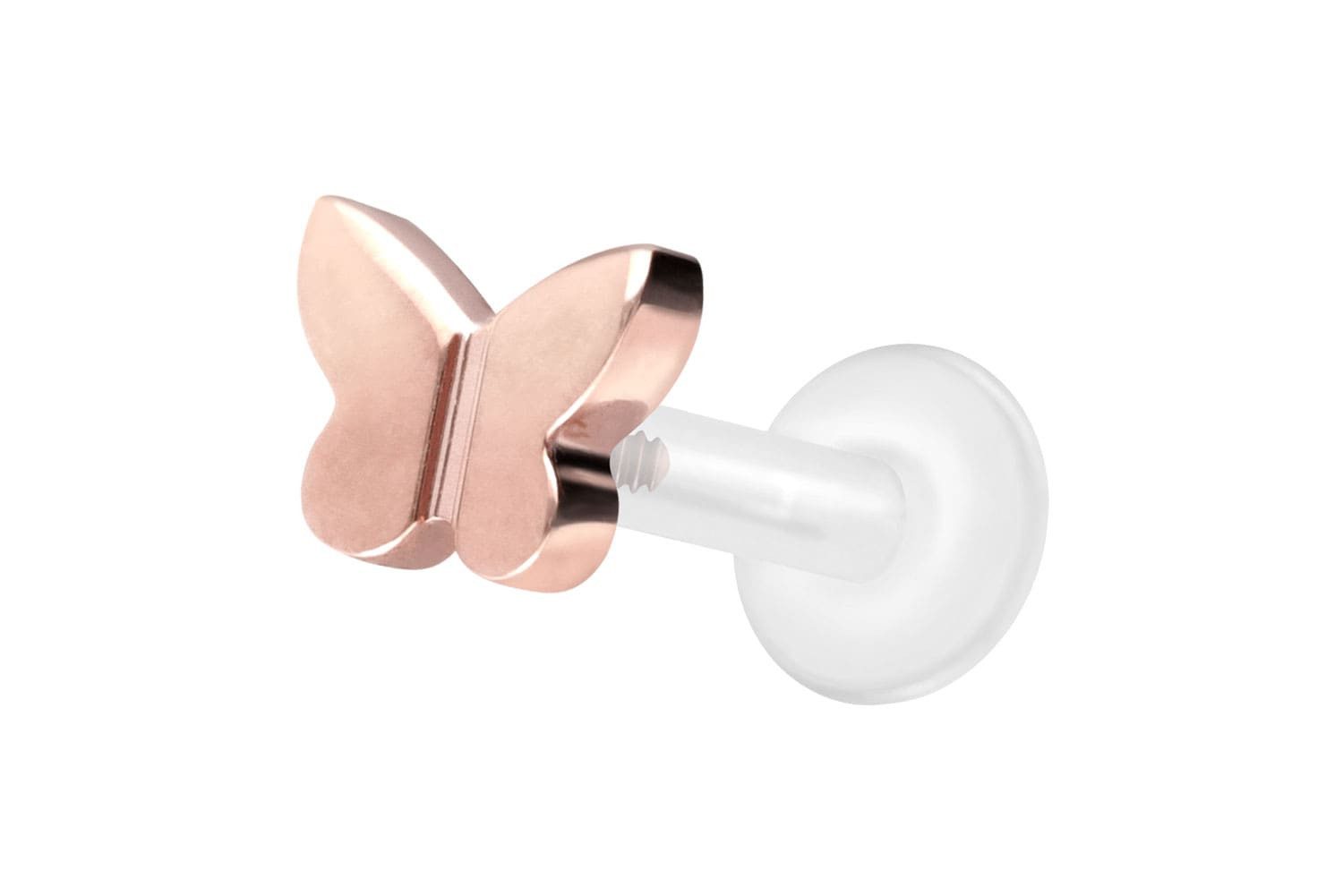 PIERCINGLINE Piercing-Set PTFE Labret mit Innengewinde + Titan-Aufsatz SCHMETTERLING (Labrets, 1-tlg)