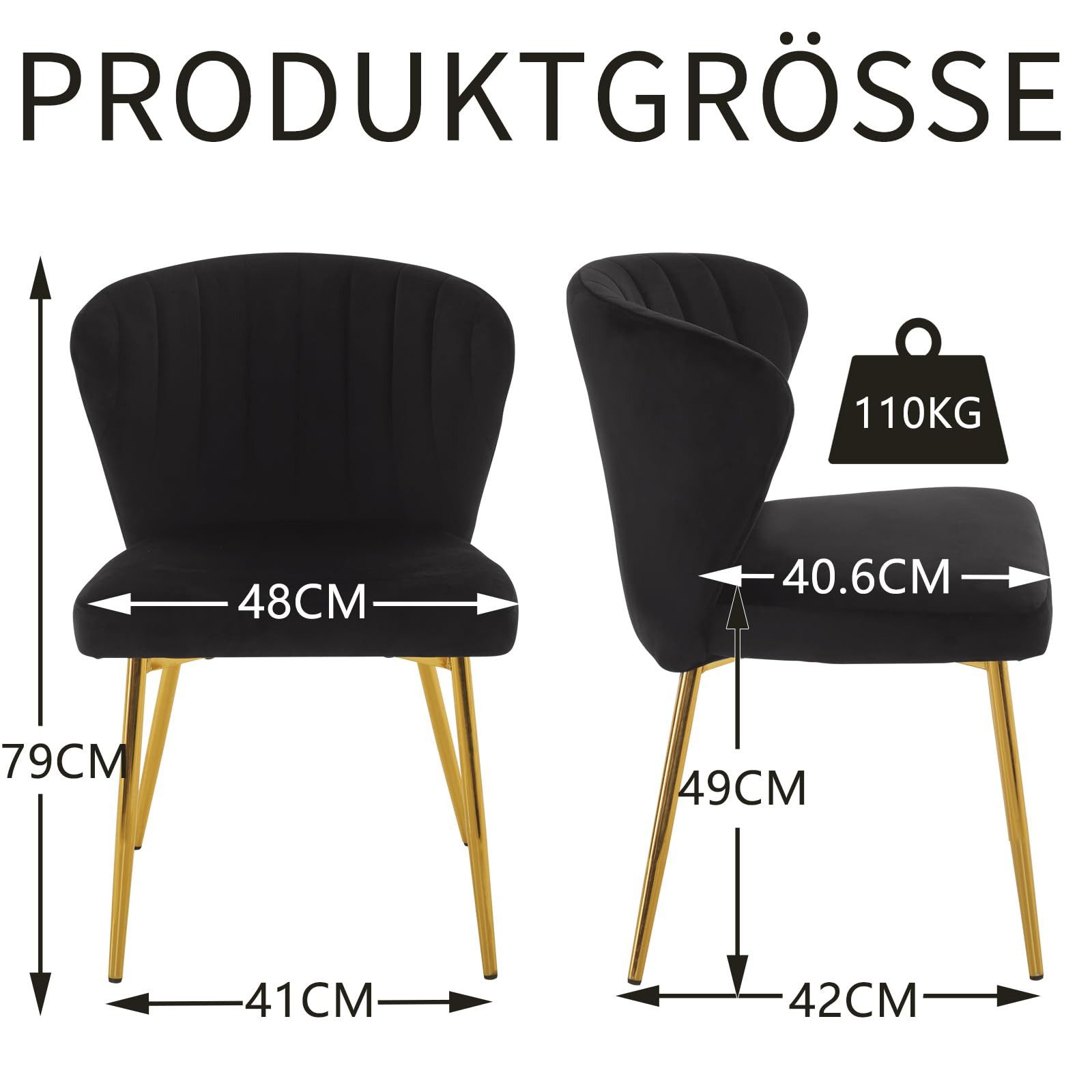 Fiximaster Esszimmerstuhl 2er Set Samt Polsterstuhl – Ideal als Wohnzimmerstuhl und Küchenstuhl (2 St), Zeitgemäßes Design kombiniert mit stabilen Metallbeinen in Goldoptik