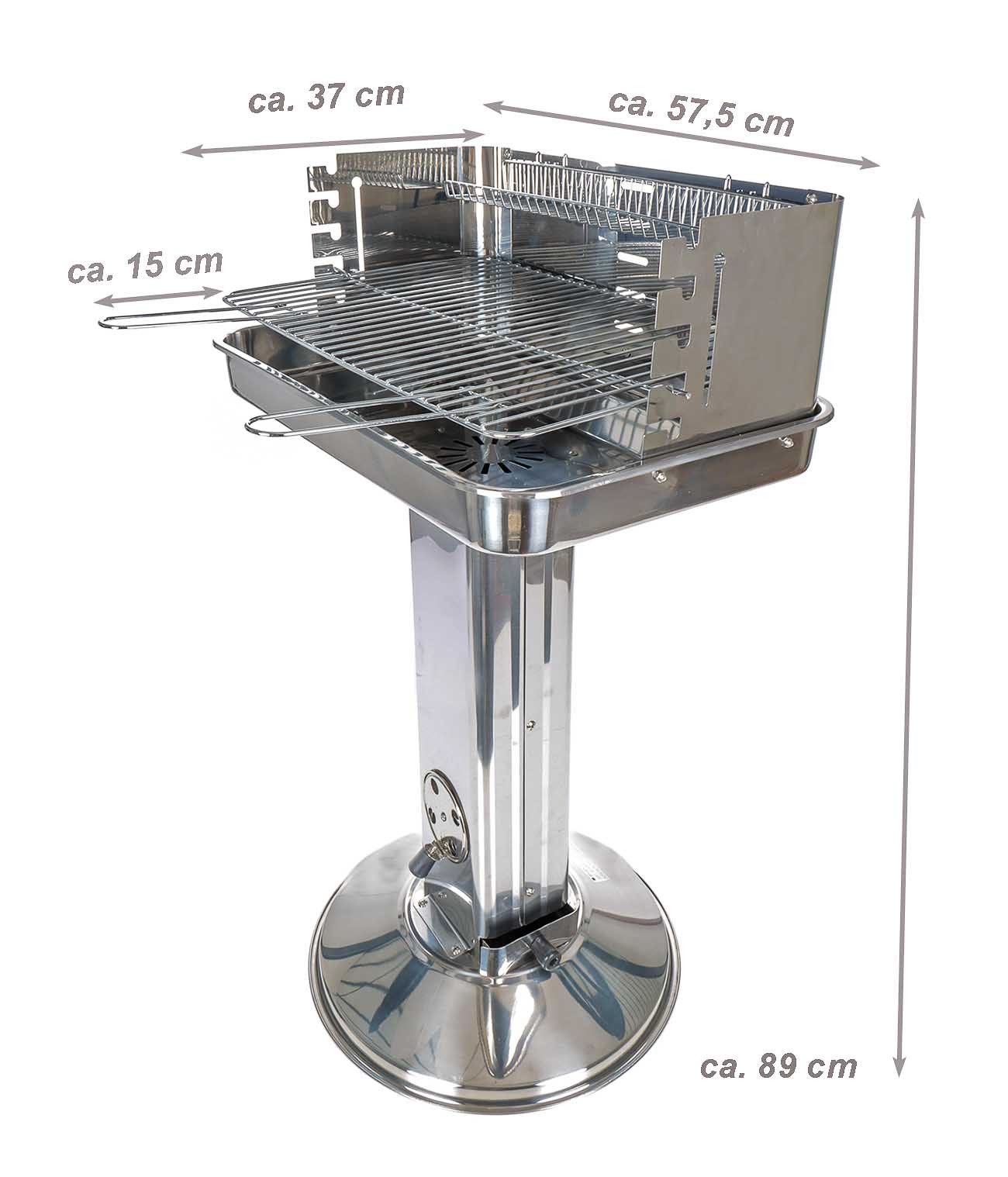Bubble-Store Holzkohlegrill Edelstahl Standgrill, Grill, mit Warmhalterost, 5-fach höhenverstellbarem Grillrost, Windschutz und Ascheschublade