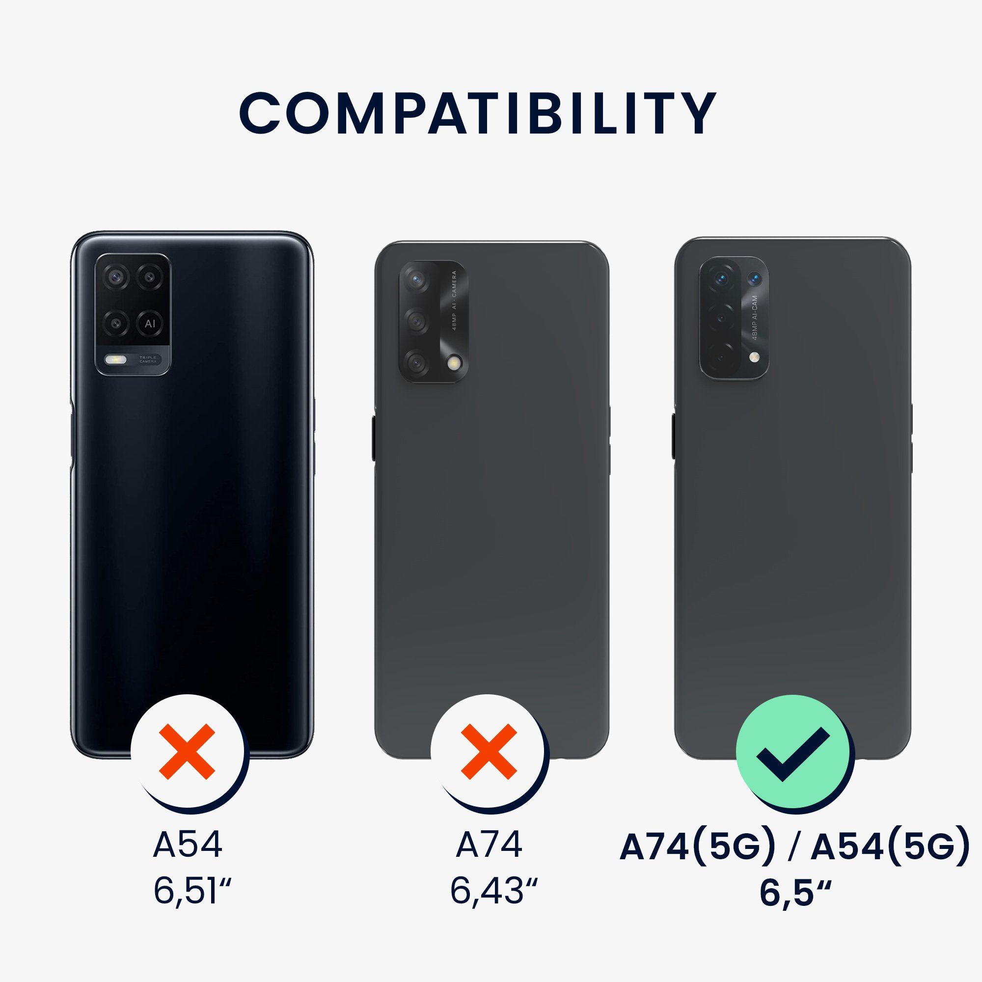 kwmobile Handyhülle Slim Case für Oppo A74 (5G) / A54 (5G), Hülle Silikon Handy - Handyhülle gummiert