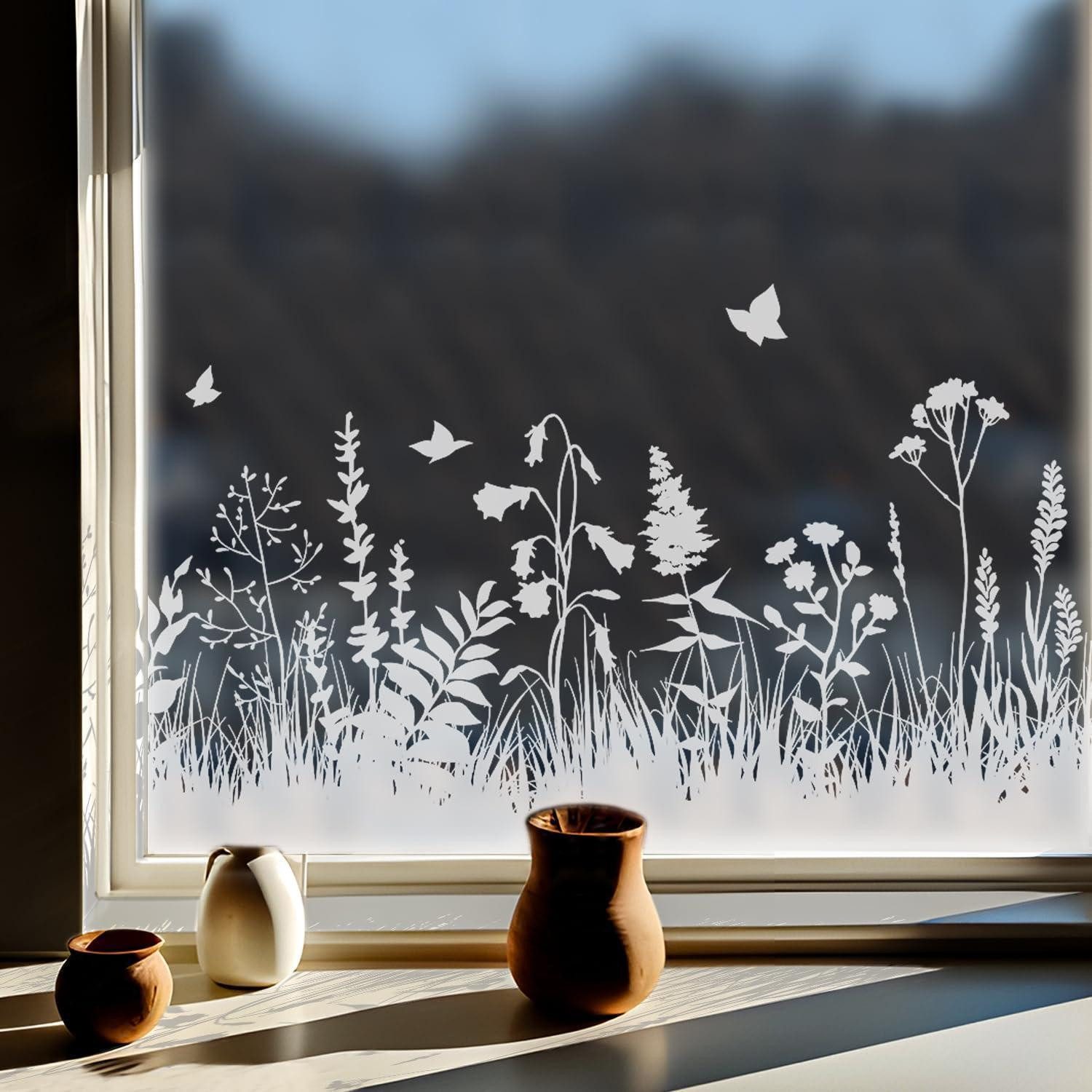 LuxusKollektion Fensterbild Fensterbild Weiße Blumen Pusteblume 150x39cm