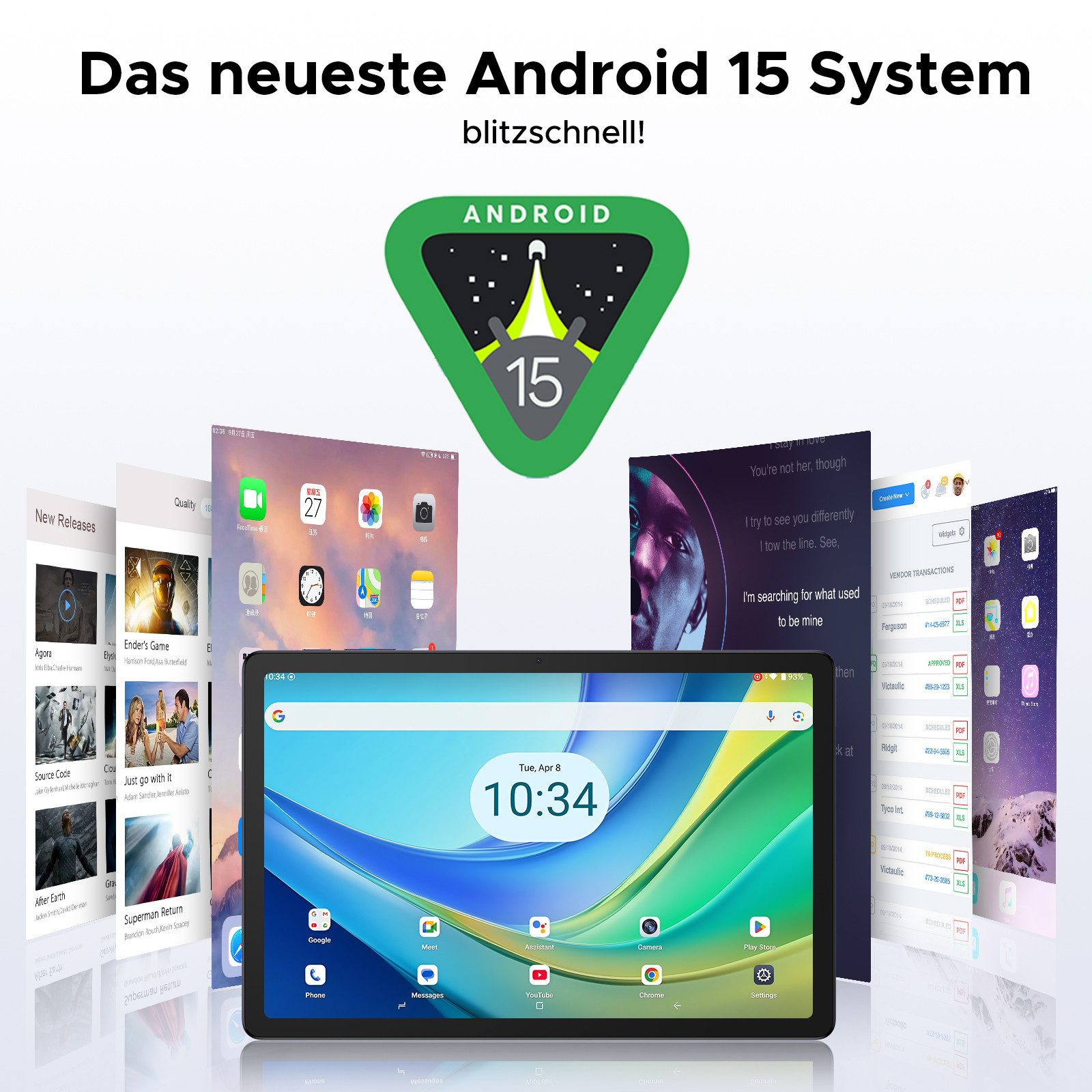 DOOGEE TAB G6 Plus Tablet mit Tastatur/Stift/Maus/Hülle, Android 16 Tablet (11", 256 GB, Android 15, 4G LTE, 8GB+256GB(2TB Extern), 8000mAh Akku, Gemini AI, Widevine L1)