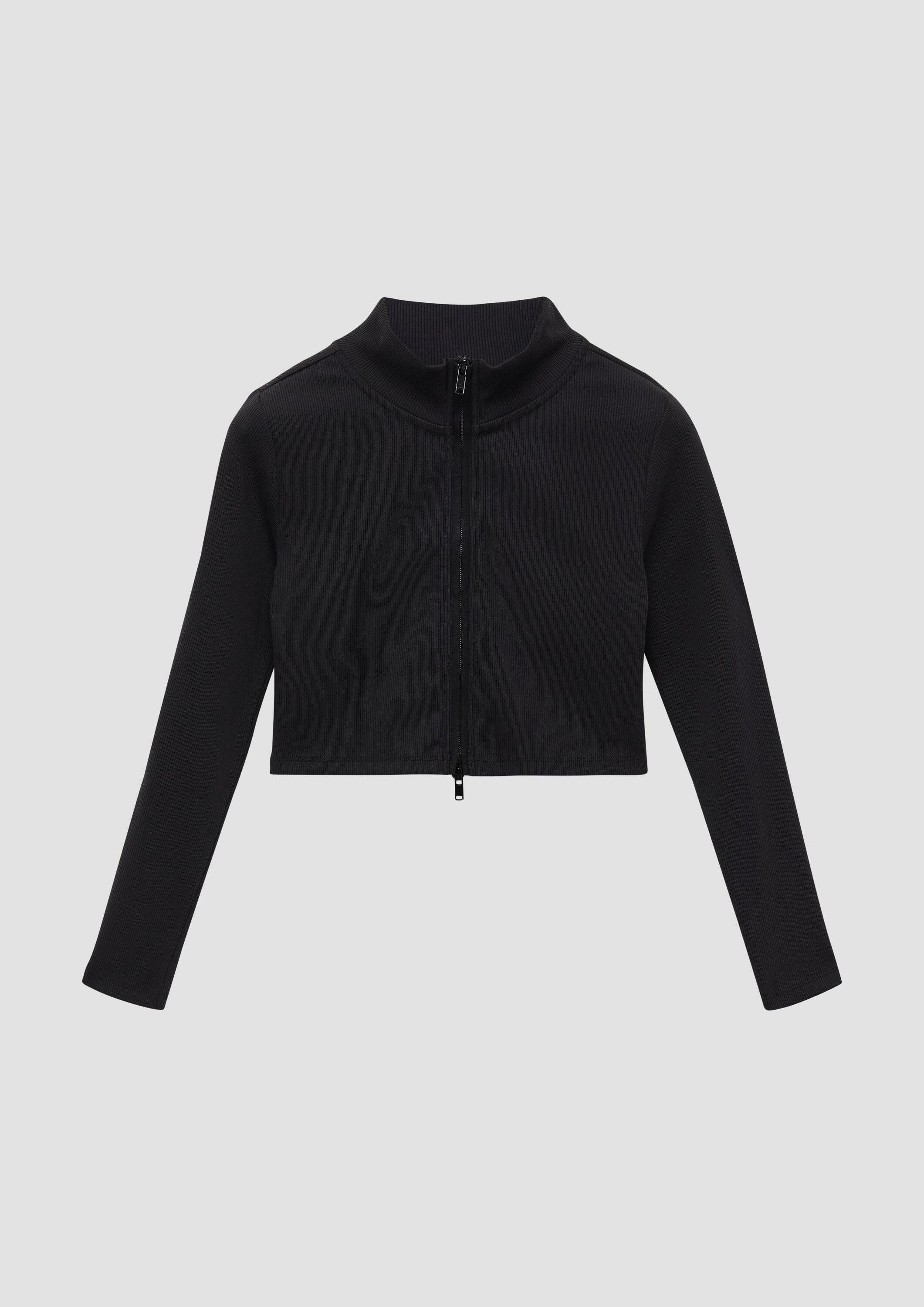 s.Oliver Sweatjacke Sweatshirt Jacke Kurze Sweatjacke im Slim Fit aus Rippware