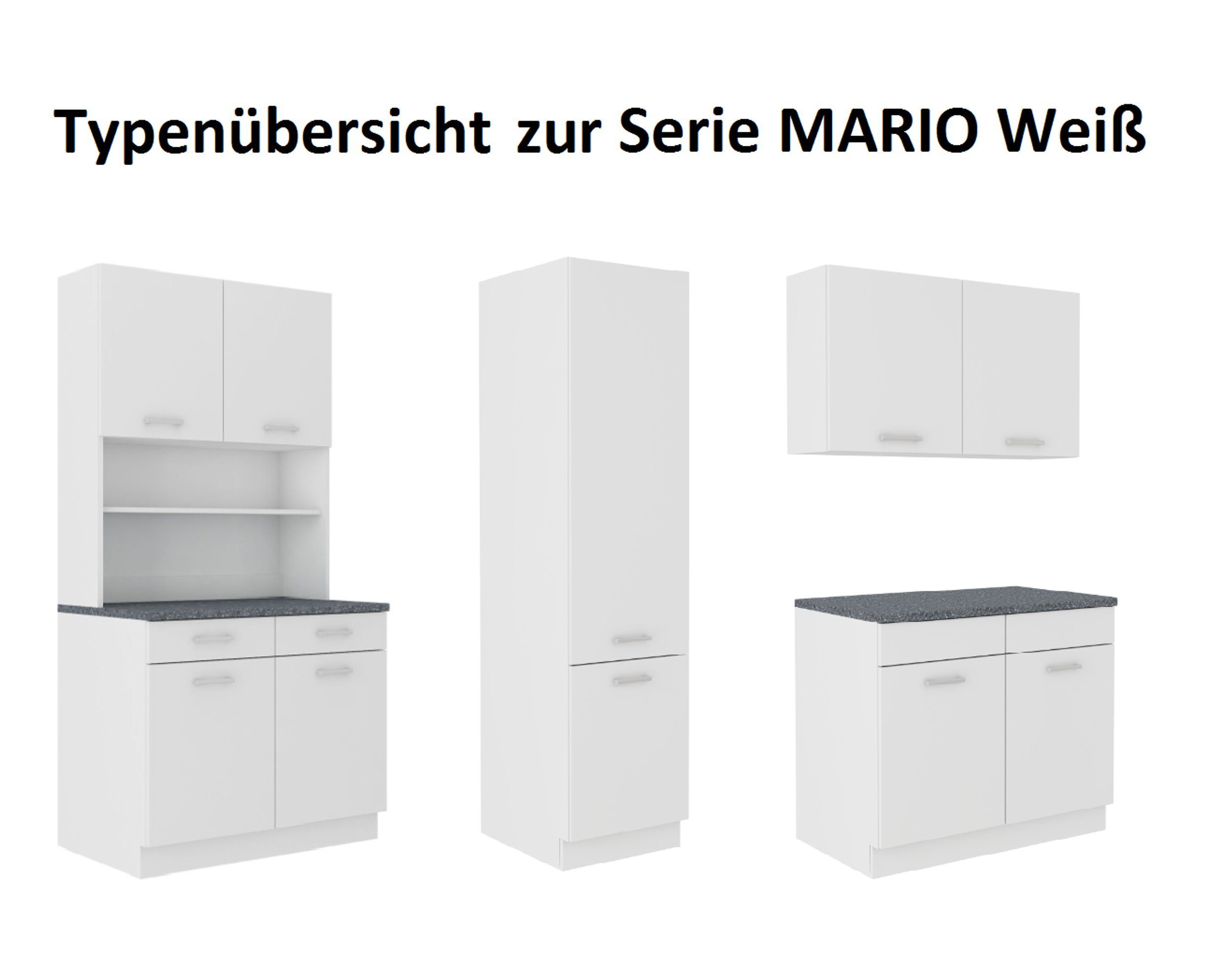 Küchen-Preisbombe Küchenbuffet Mario Küche Küchenzeile Einbauküche matt Weiss 150 cm Küchenblock