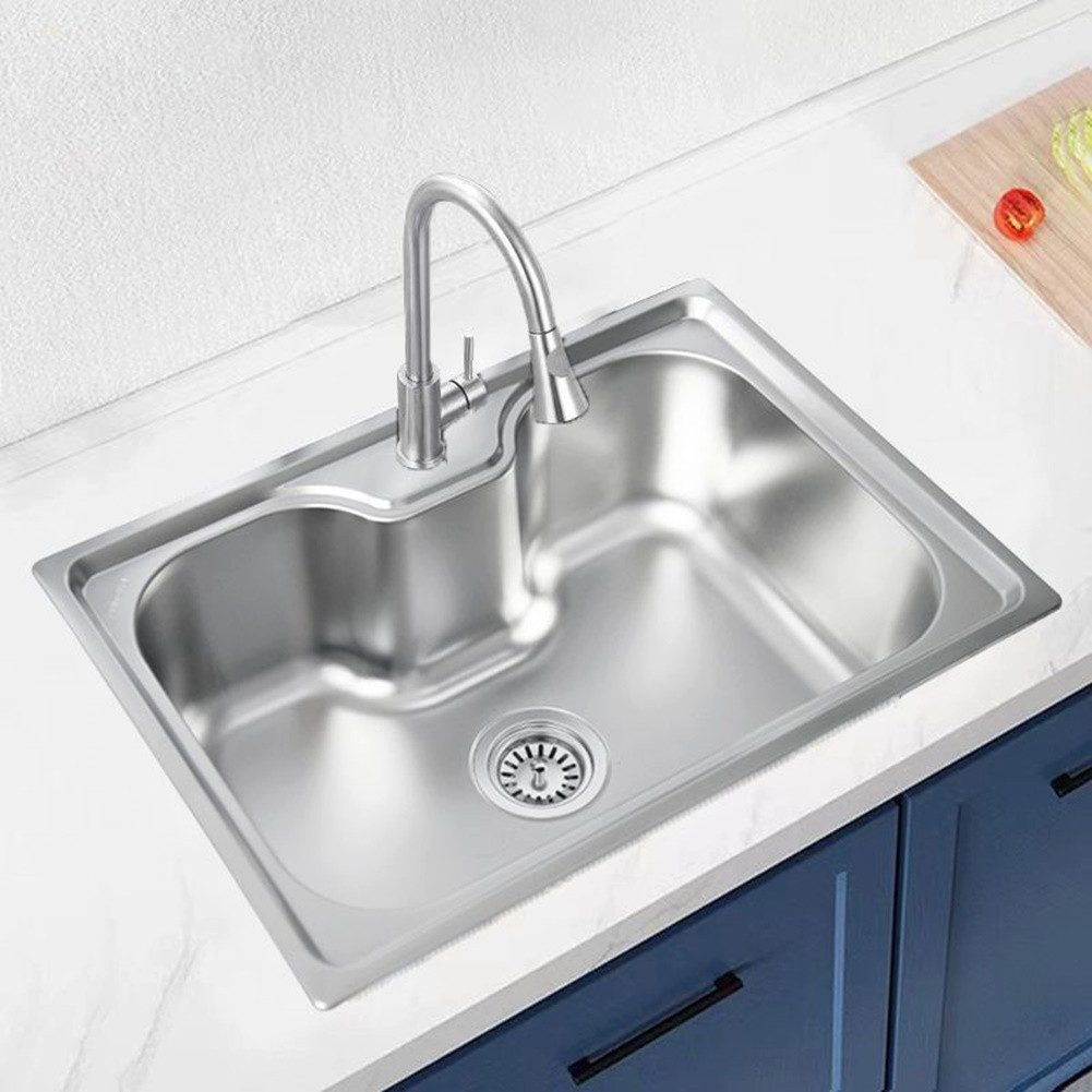 Faizee Möbel Edelstahlspüle Titan 60x42x20cm – rechteckig – inkl. Siphon-Se günstig online kaufen