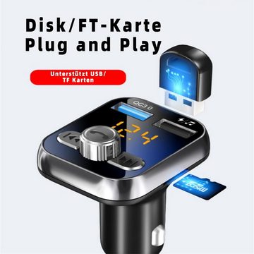 DOPWii Zigarettenanzünder-Verteiler Bluetooth 5.0-Audio Sender, Zigarettenanzünder-Adapter, unterstützt Anrufe&Musikwiedergabe