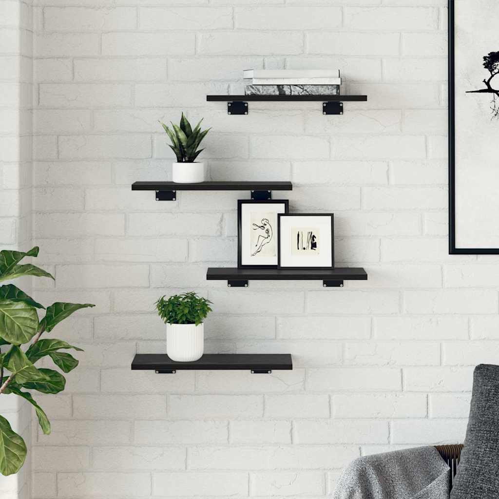 vidaXL Bücherregal Regalbrett 4 pcs Schwarz 40 x 20 x 1,5 cm Holzwerkstoff, günstig online kaufen