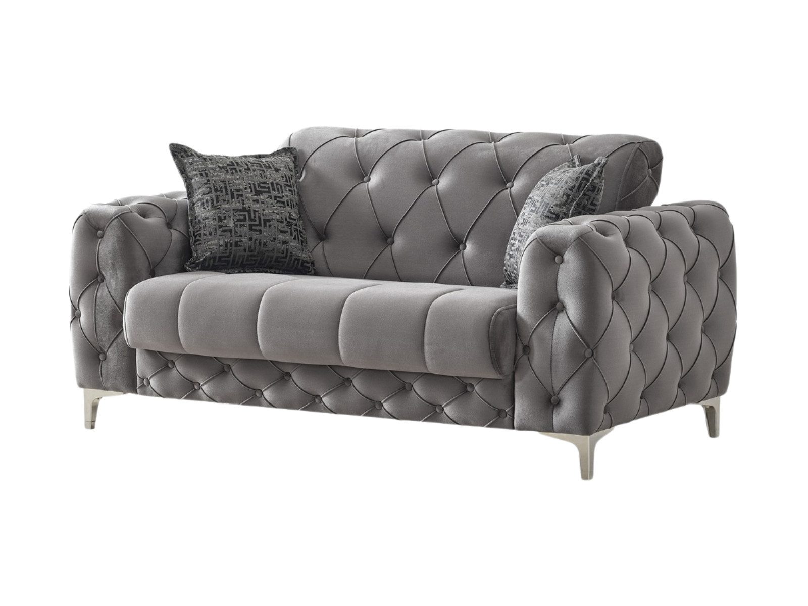 Villa Möbel Sofa Acelya, 1 Einzelsofa 1 Teile, Grau 2er Sofa Schlaffunktion durch aufklappbare Sitzfläche