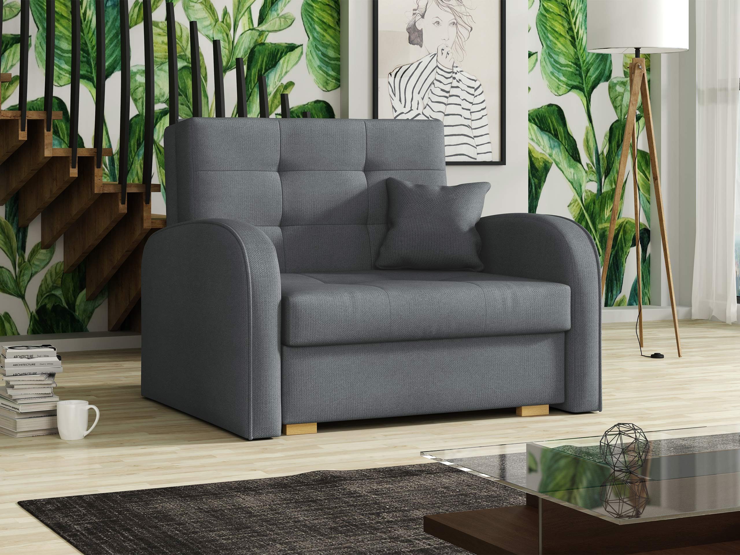 MIRJAN24 Schlafsofa Viva Gold I, mit Bettkasten und Schlaffunktion, einsitzer Bettsofa inkl. Kissen, Sofagarnitur