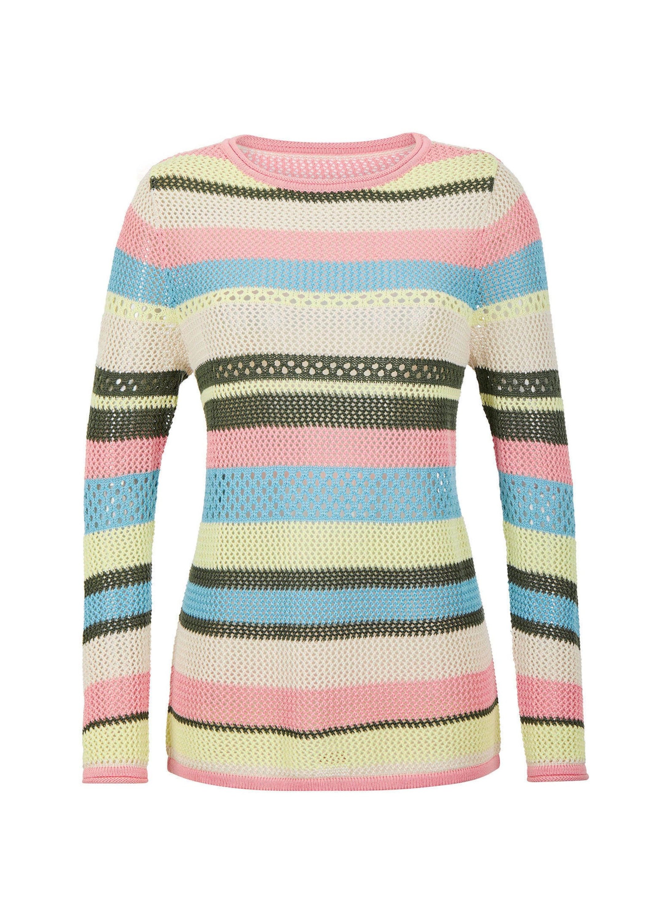 Strickpullover Ringelpullover mit Lochmuster