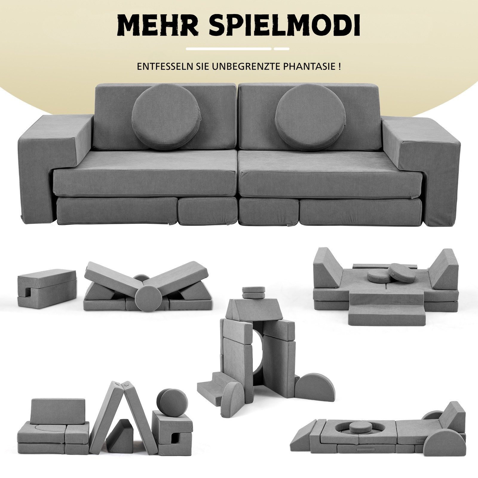 LEADZM Kindersofa Kindersofa Spielsofa, Schaumstoff Stapelsteine für Kinder, Kindercouch